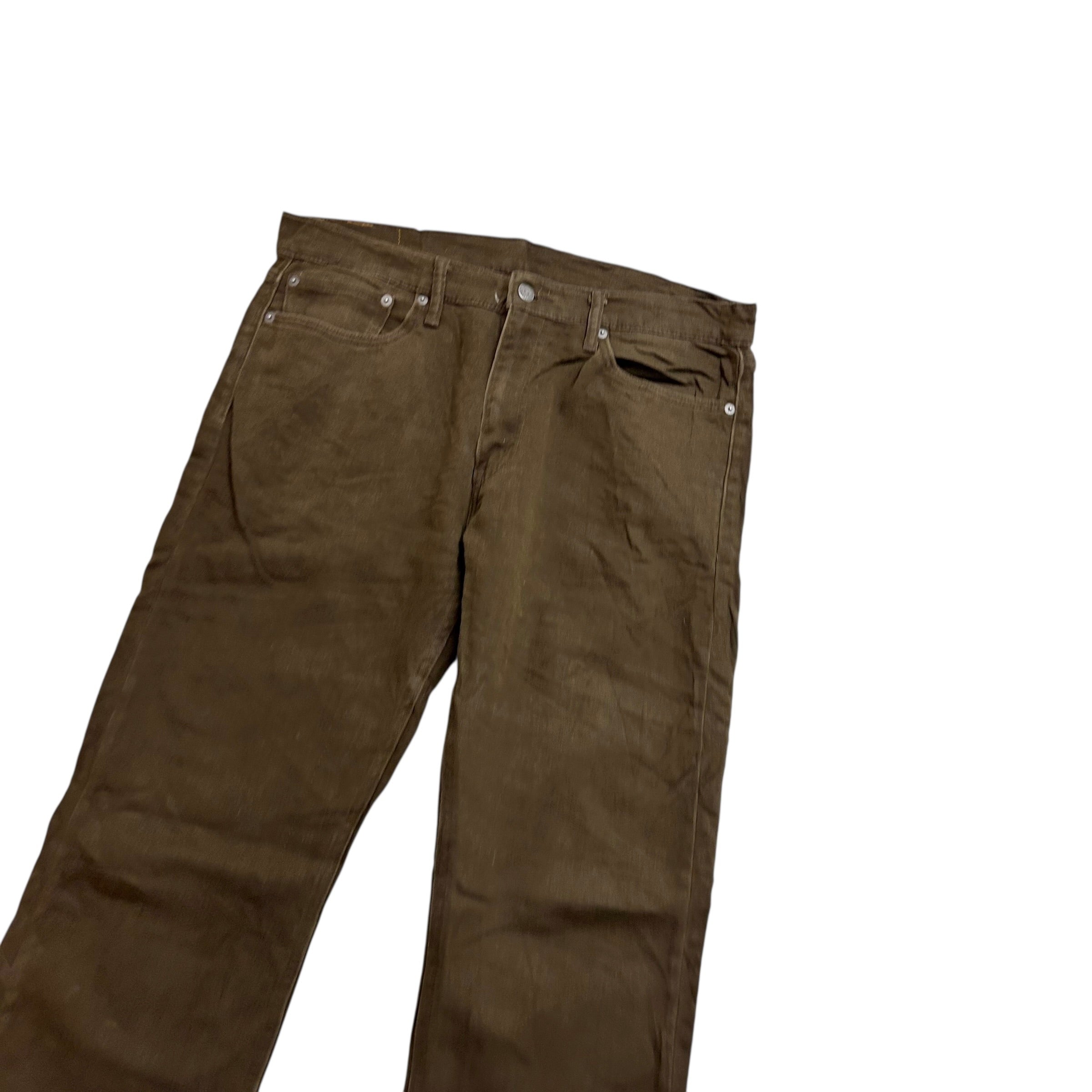 Levis 514 Trousers W34 L34 Mens Brown Slim Straight Fit Stretch Pants