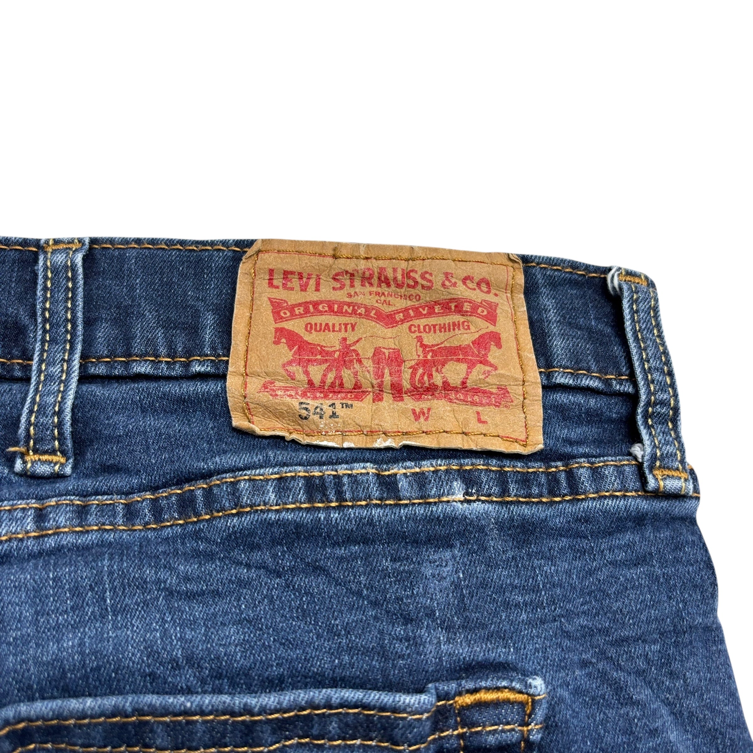 Levis 541 Jeans W50 L28 Mens Dark Blue Athletic Tapered Fit Stretch Denim