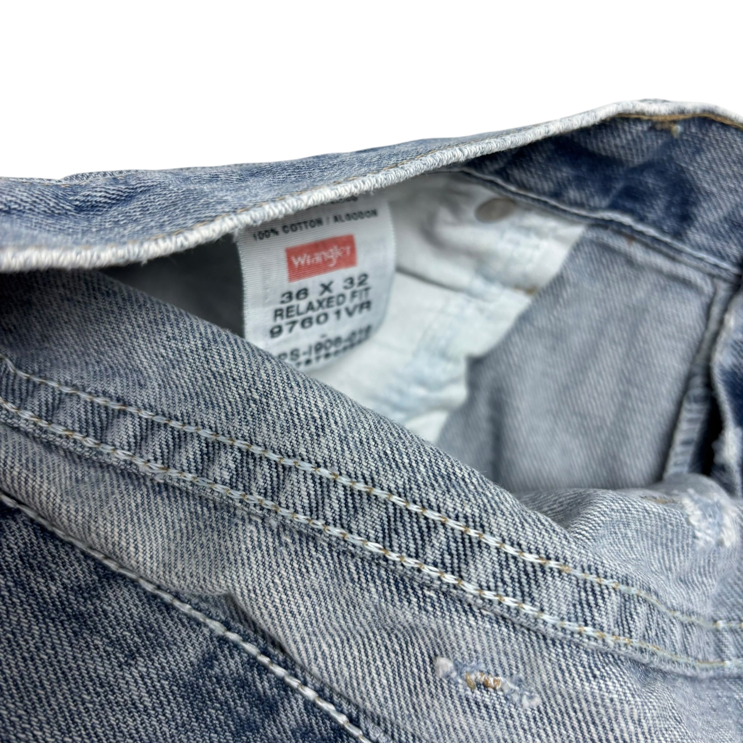 Wrangler Jeans W36 L32 Mens Light Blue Relaxed Straight Fit Baggy Denim (F)