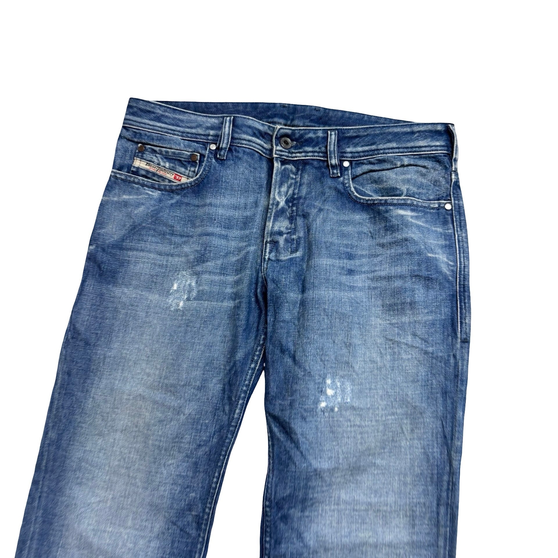 Diesel Zathan Jeans W32 L30 Mens Mid Blue Regular Bootcut Fit Denim