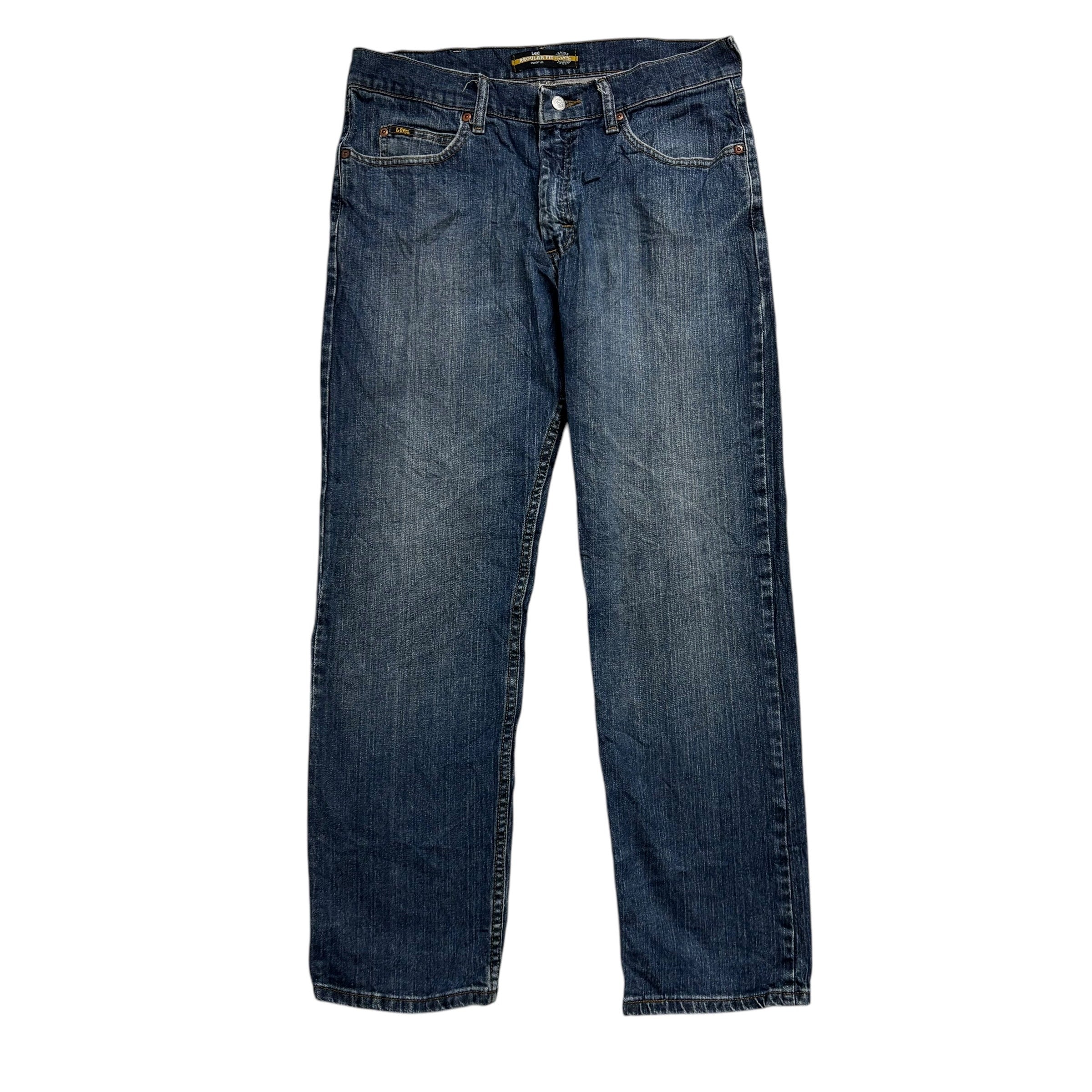 Lee Jeans W34 L30 Mens Mid Blue Regular Straight Fit Denim (E)