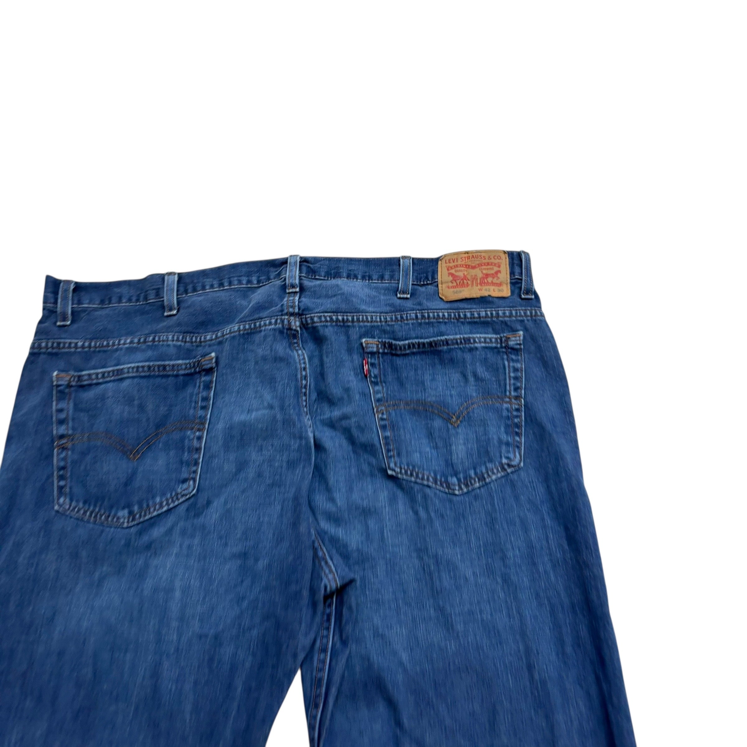 Levis 569 Jeans W42 L30 Mens Mid Blue Baggy Relaxed Straight Fit Denim