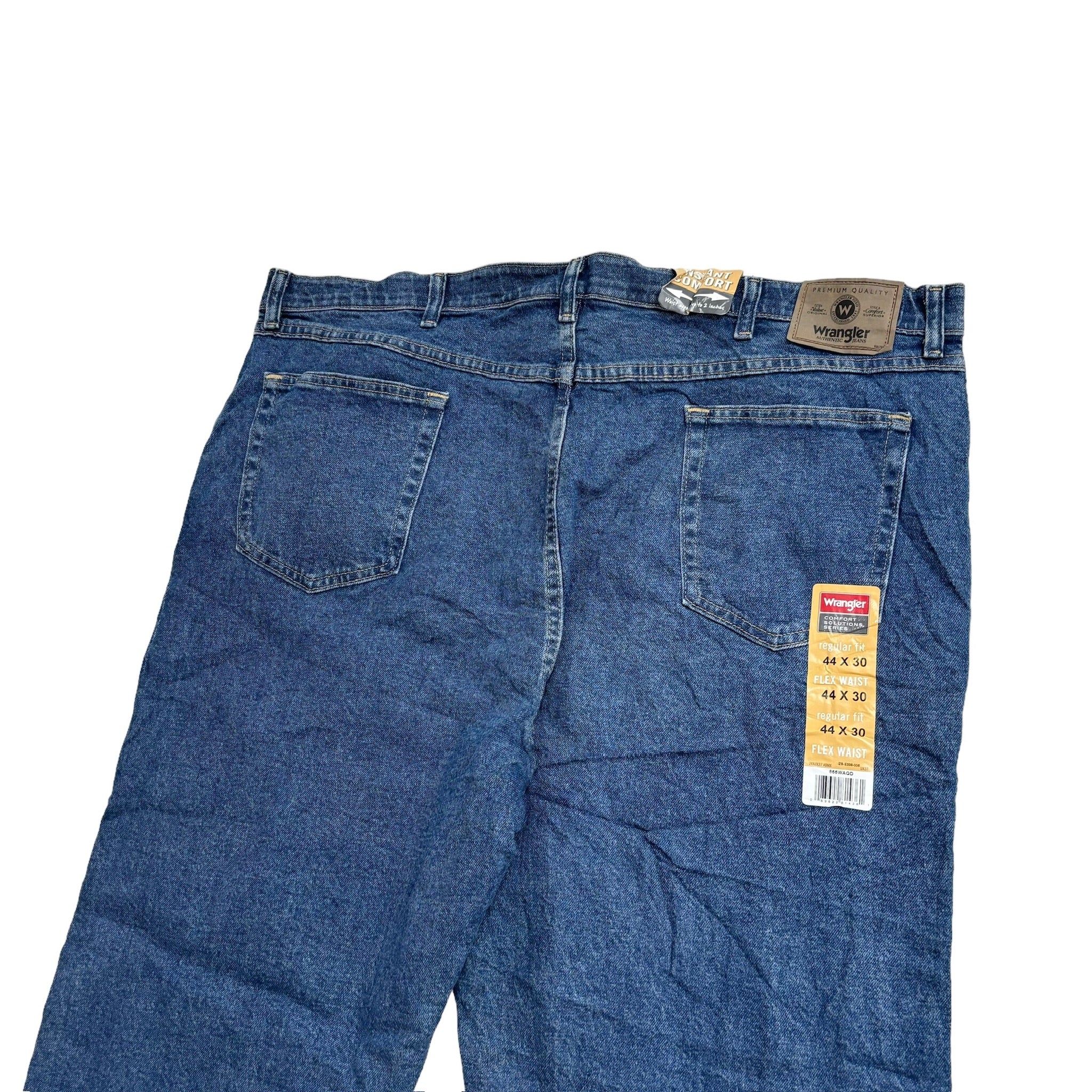 Wrangler Jeans W44 L30 Mens Mid Blue Regular Straight Fit Stretch Flex Denim