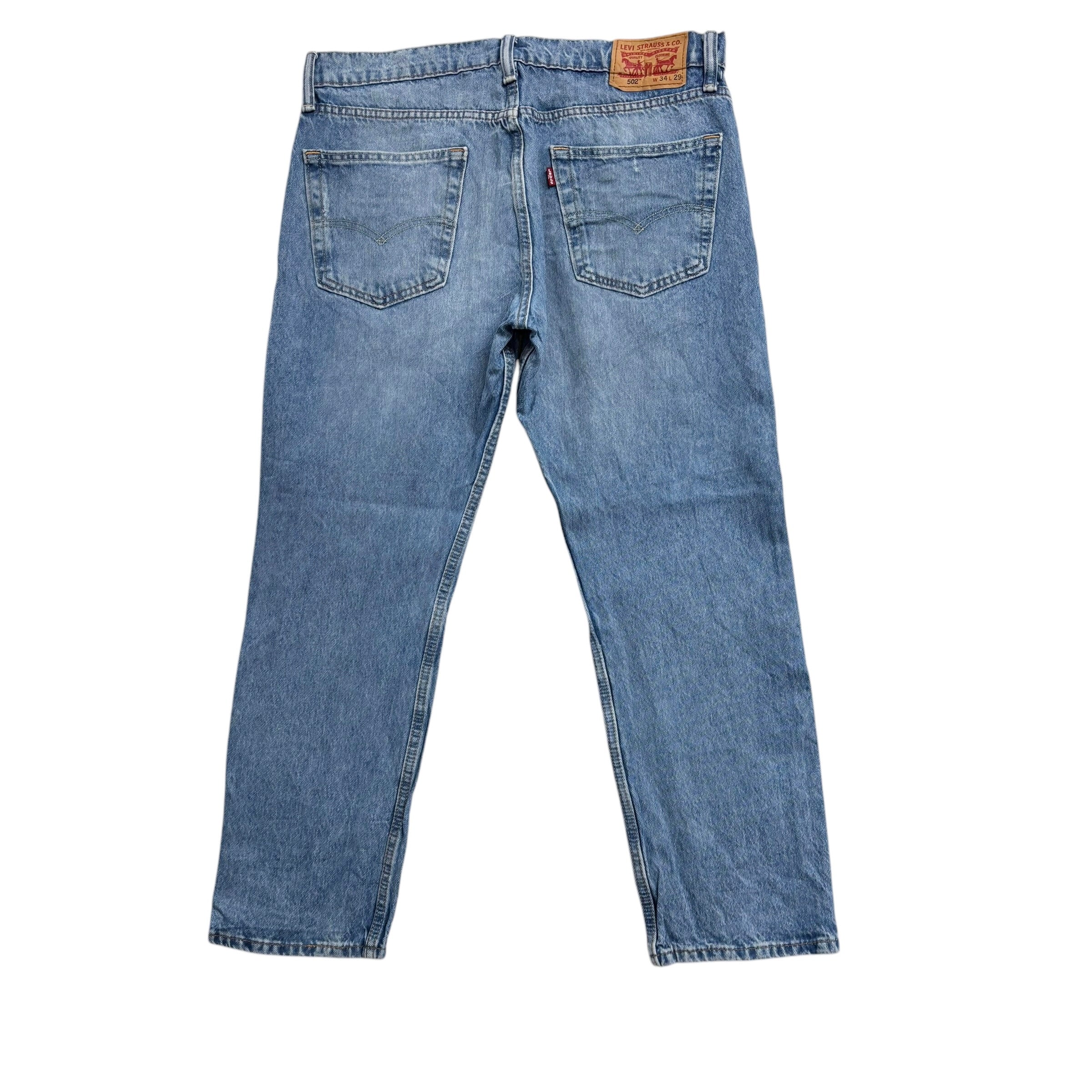 Levis 502 Jeans W34 L29 Mens Light Blue Regular Tapered Fit Stretch Distressed