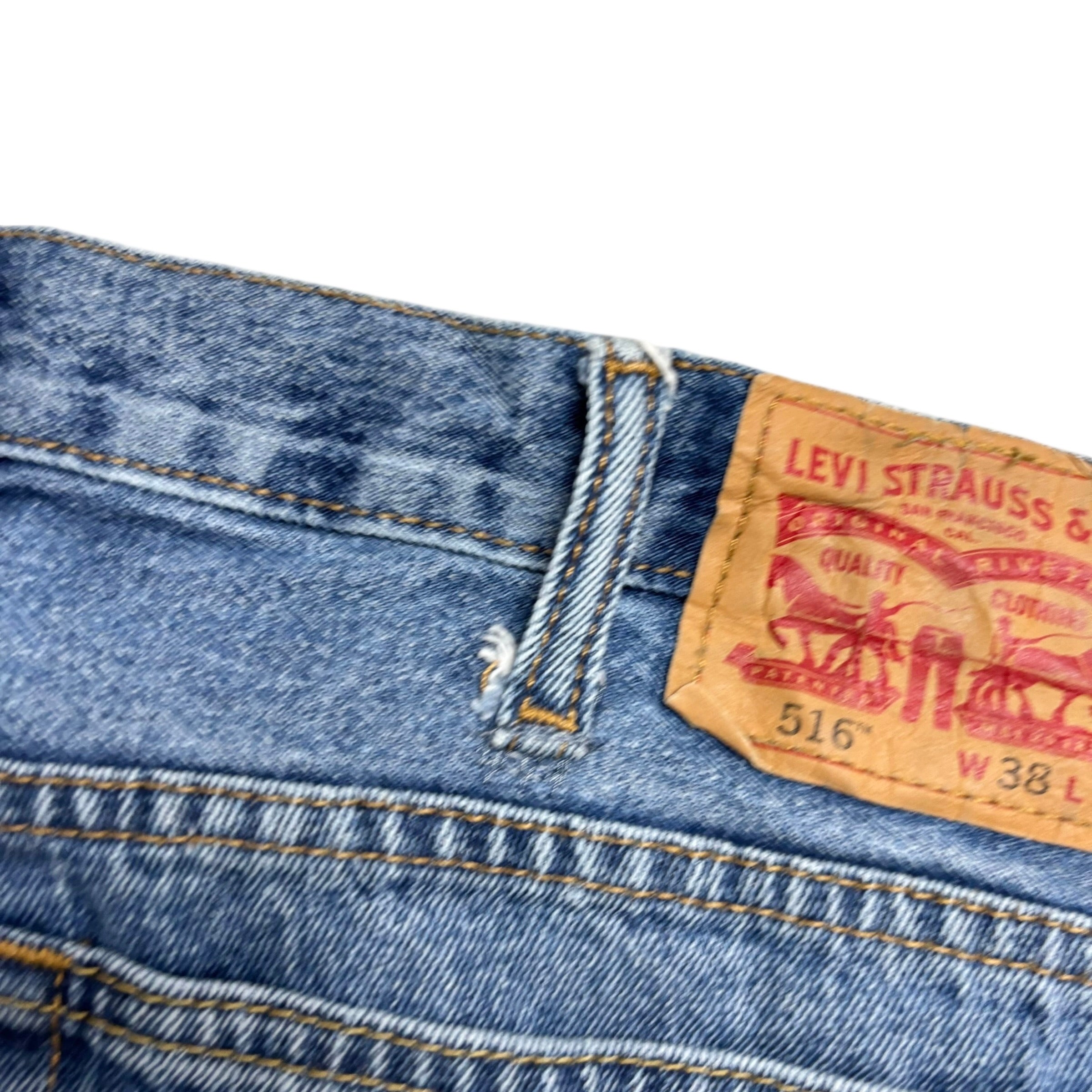 Levis 516 Jeans W38 L32 Mens Light Blue Regular Straight Fit Denim