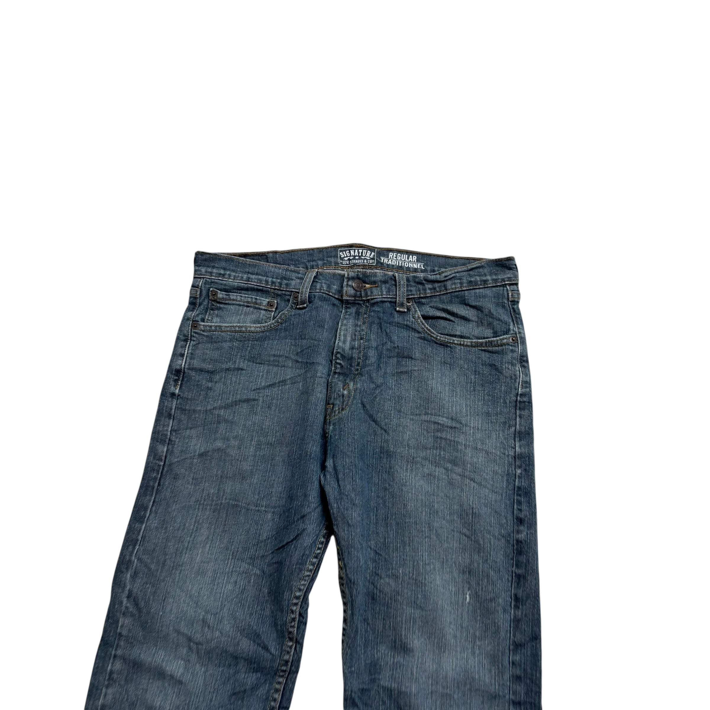 Levis Signature Jeans W34 L34 Mens Dark Blue Regular Straight Fit Stretch