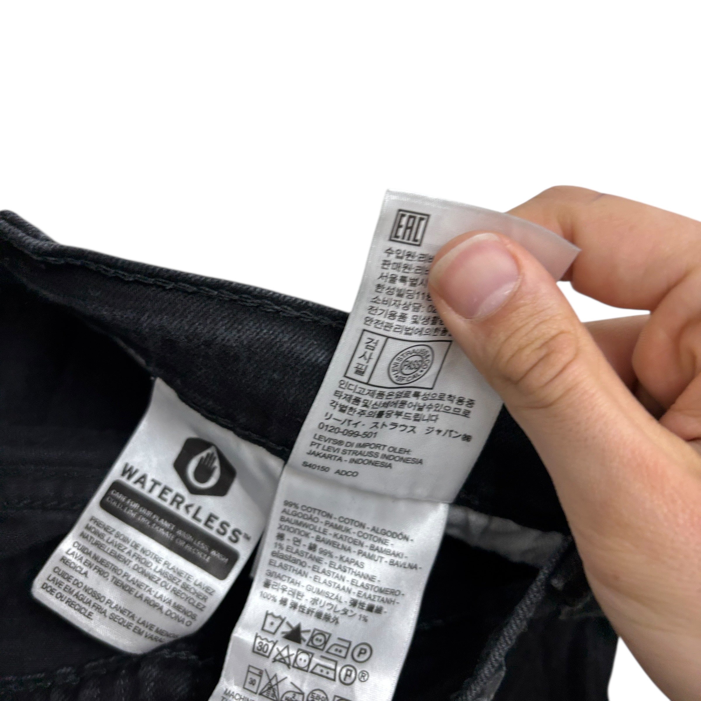 Levis 569 Jeans W44 L25 Mens Black Baggy Relaxed Straight Fit Stretch Denim (E)