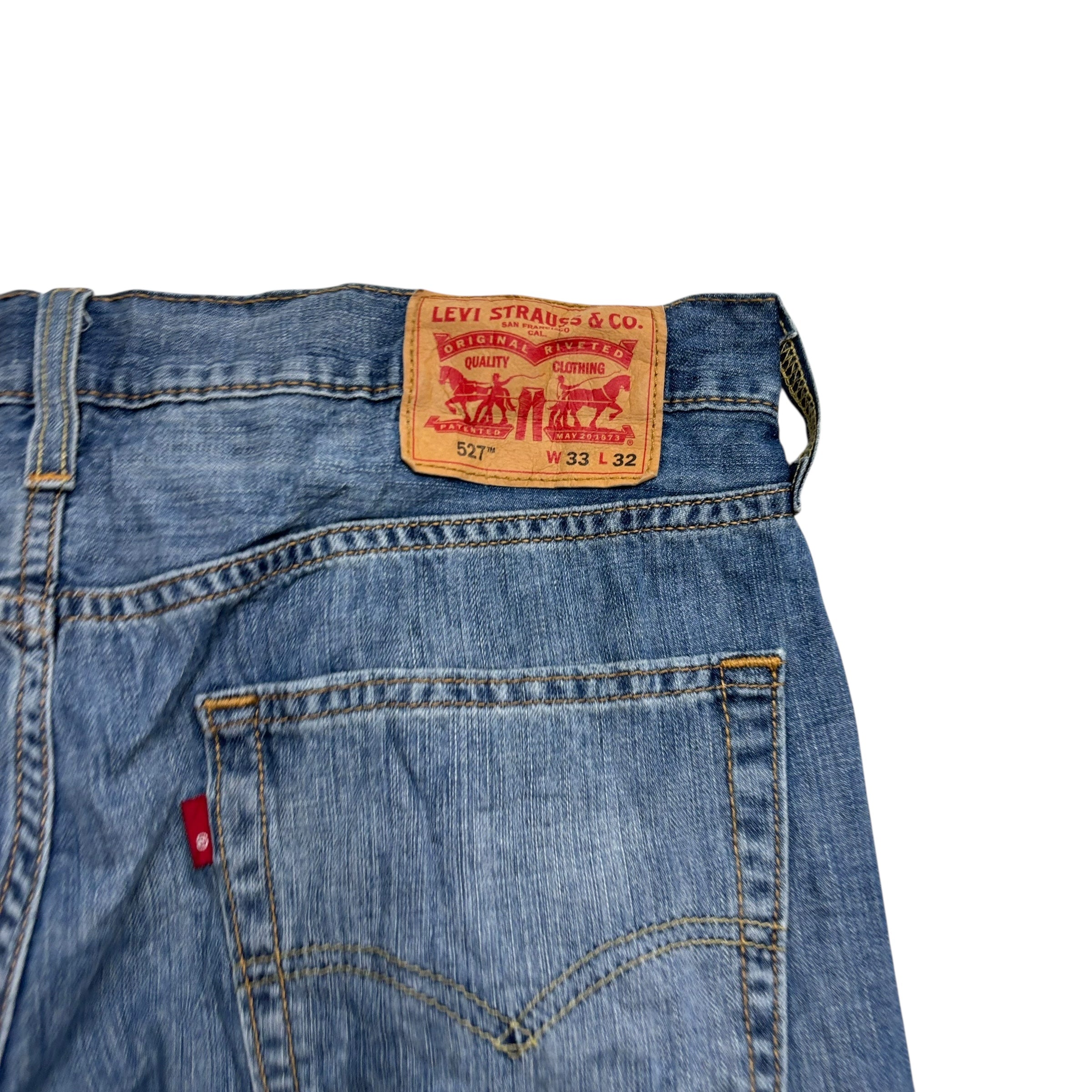 Levis 527 Jeans W33 L32 Mens Mid Blue Slim Bootcut Fit Denim (E)