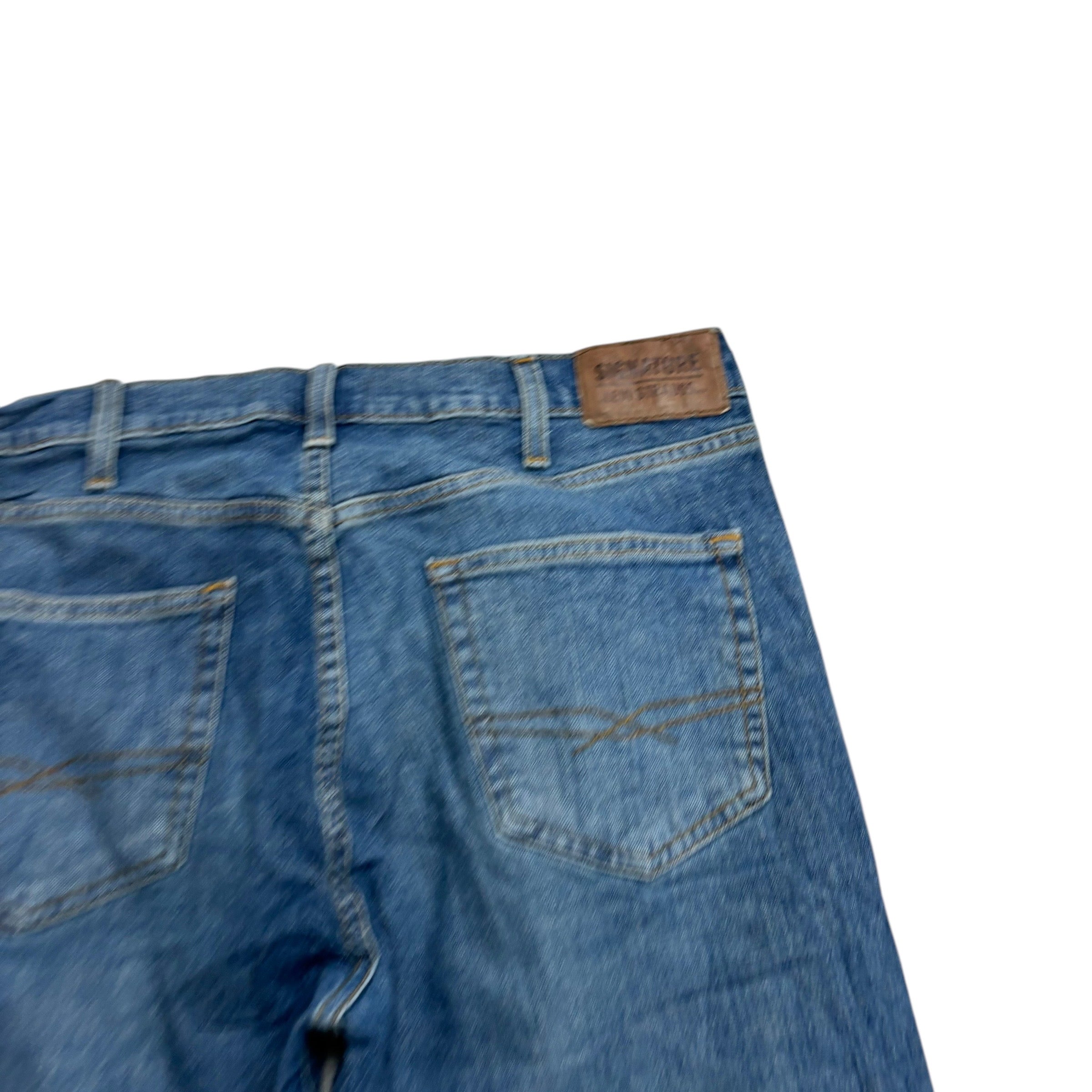 Levis Signature Jeans W34 L32 Mens Mid Blue Regular Bootcut Fit Stretch (E)