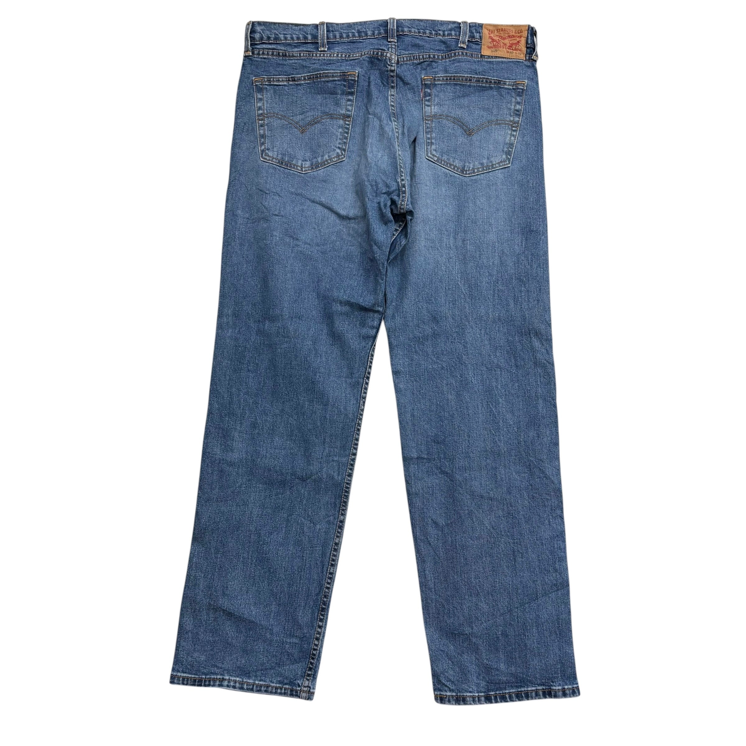 Levis 505 Jeans W40 L32 Mens Mid Blue Regular Straight Fit Stretch Denim (E)