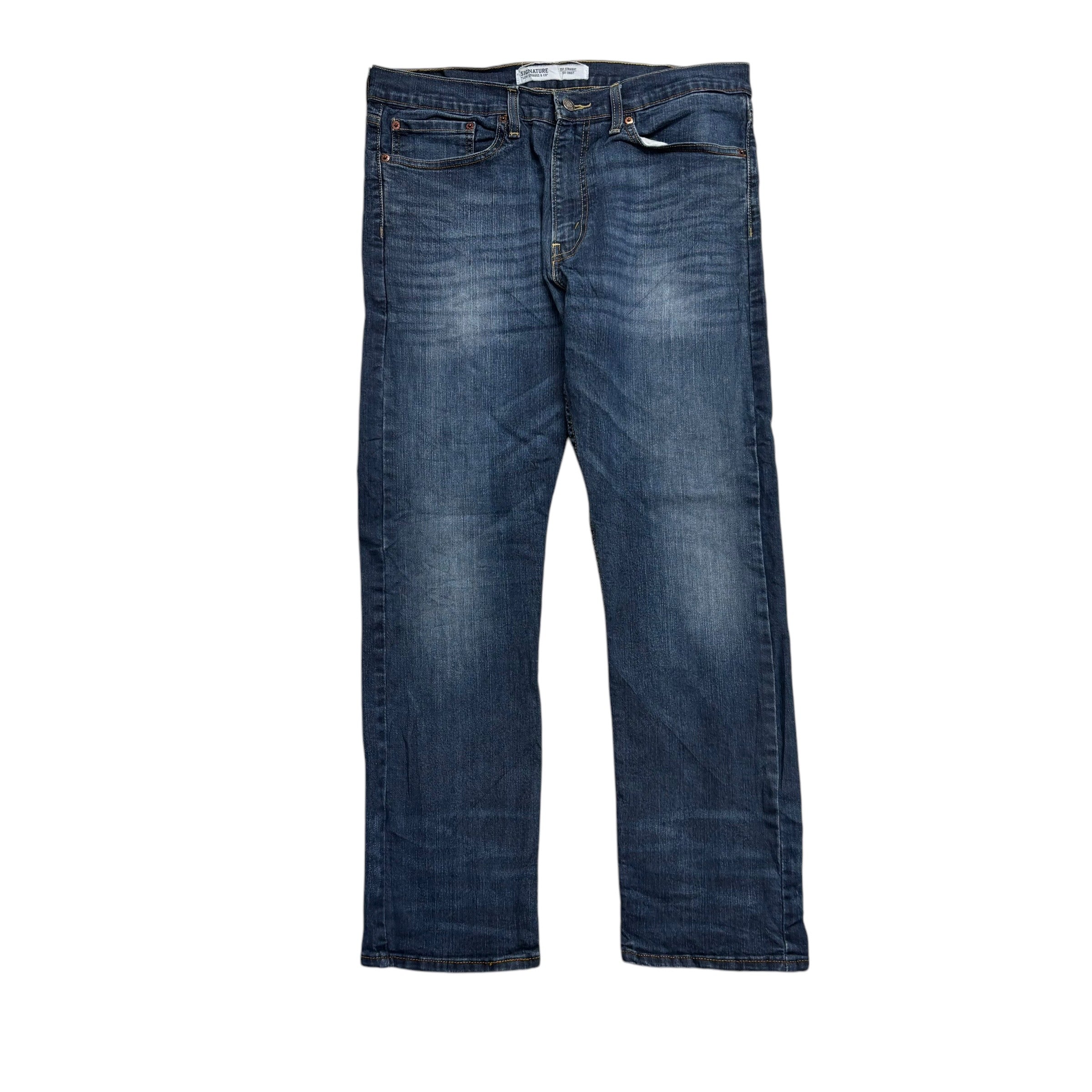 Levis Signature Jeans W34 L30 Mens Dark Blue Regular Straight Fit Stretch (E)