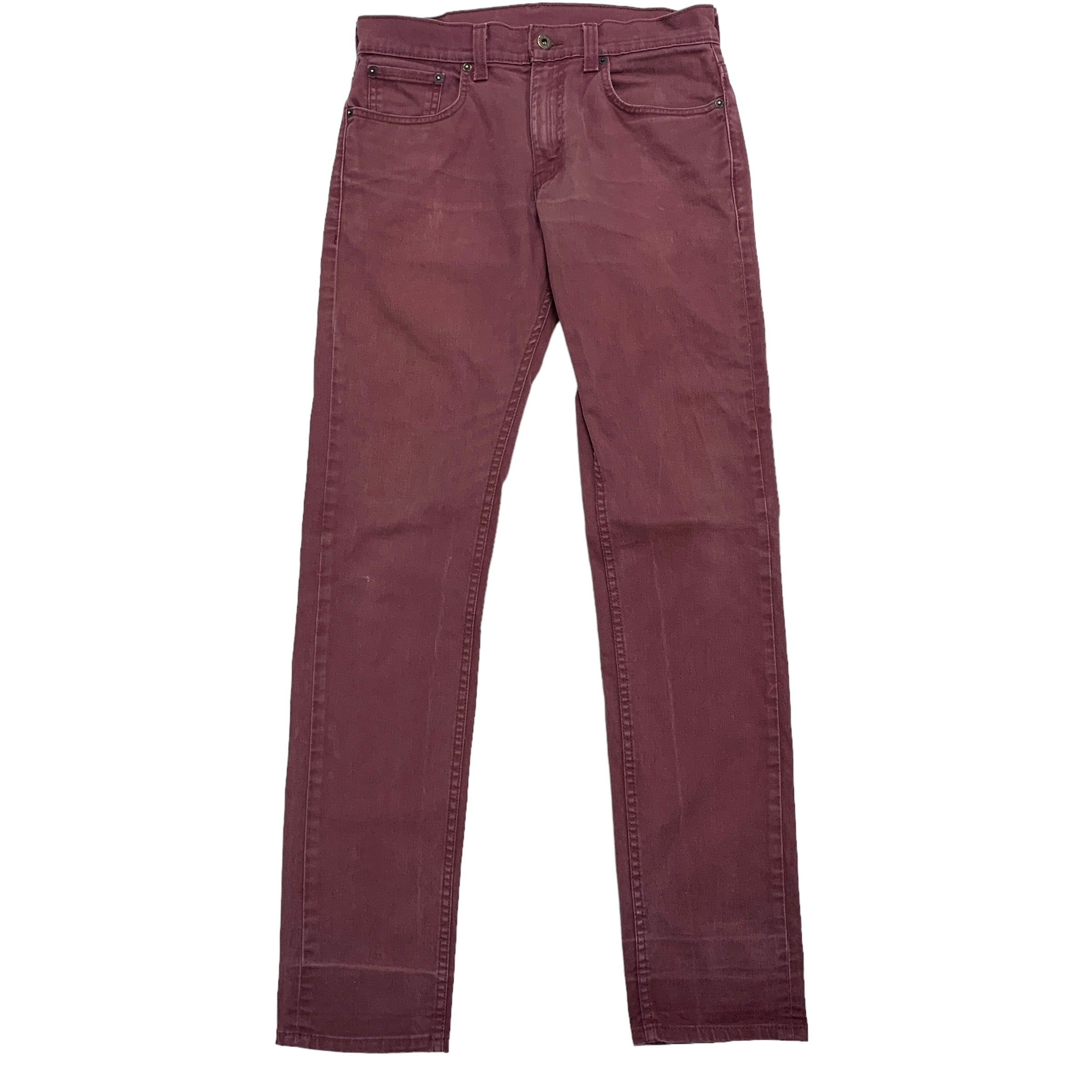 Levis 511 Jeans W32 L34 Mens Burgundy Slim Fit Stretch Denim