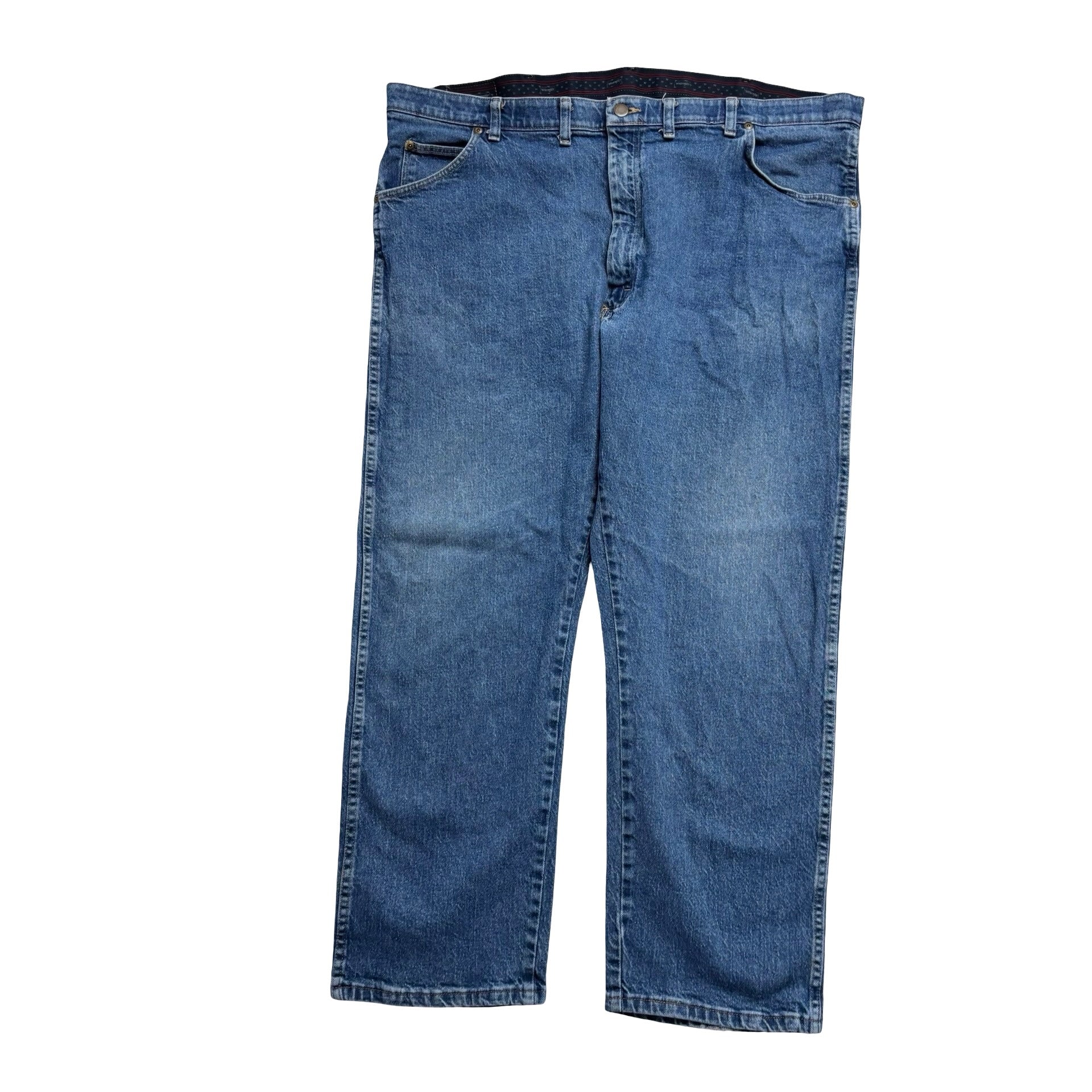 Wrangler Jeans W44 L29 Mens Mid Blue Regular Straight Fit Stretch Denim