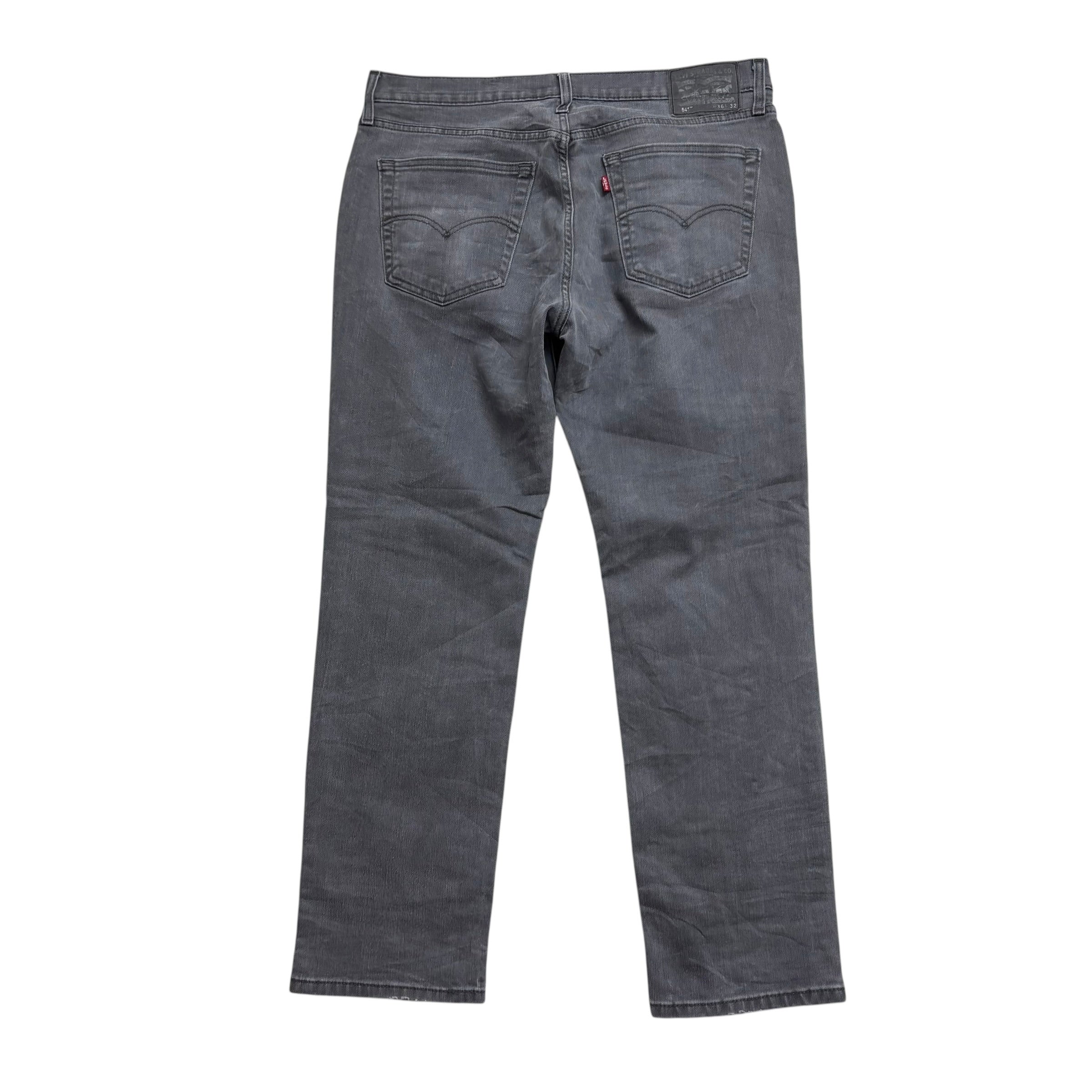 Levis 541 Jeans W36 L32 Mens Grey Athletic Tapered Fit Stretch Denim (F)