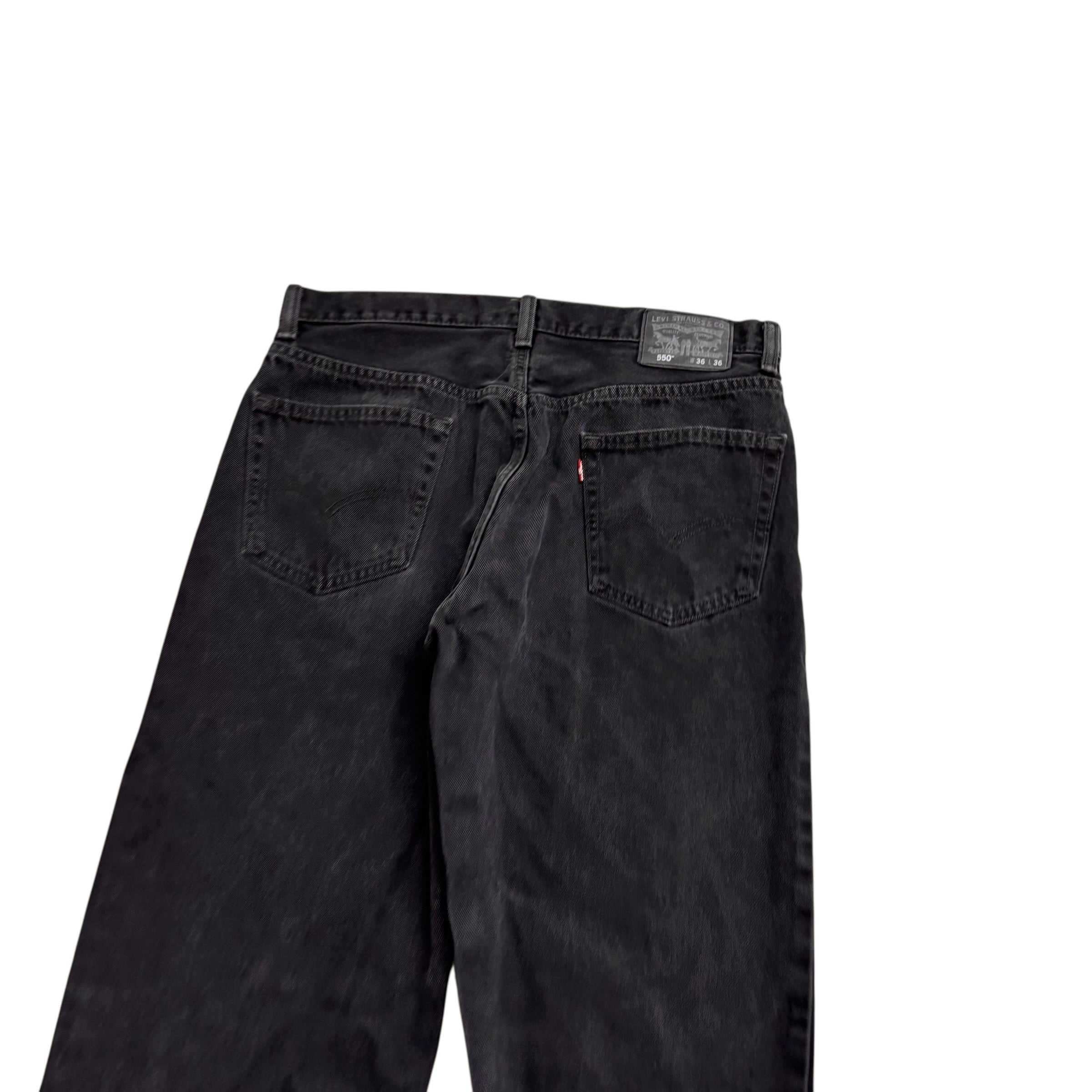 Levis 550 Jeans W34 L35 Mens Black Baggy Relaxed Straight Fit Denim (E)
