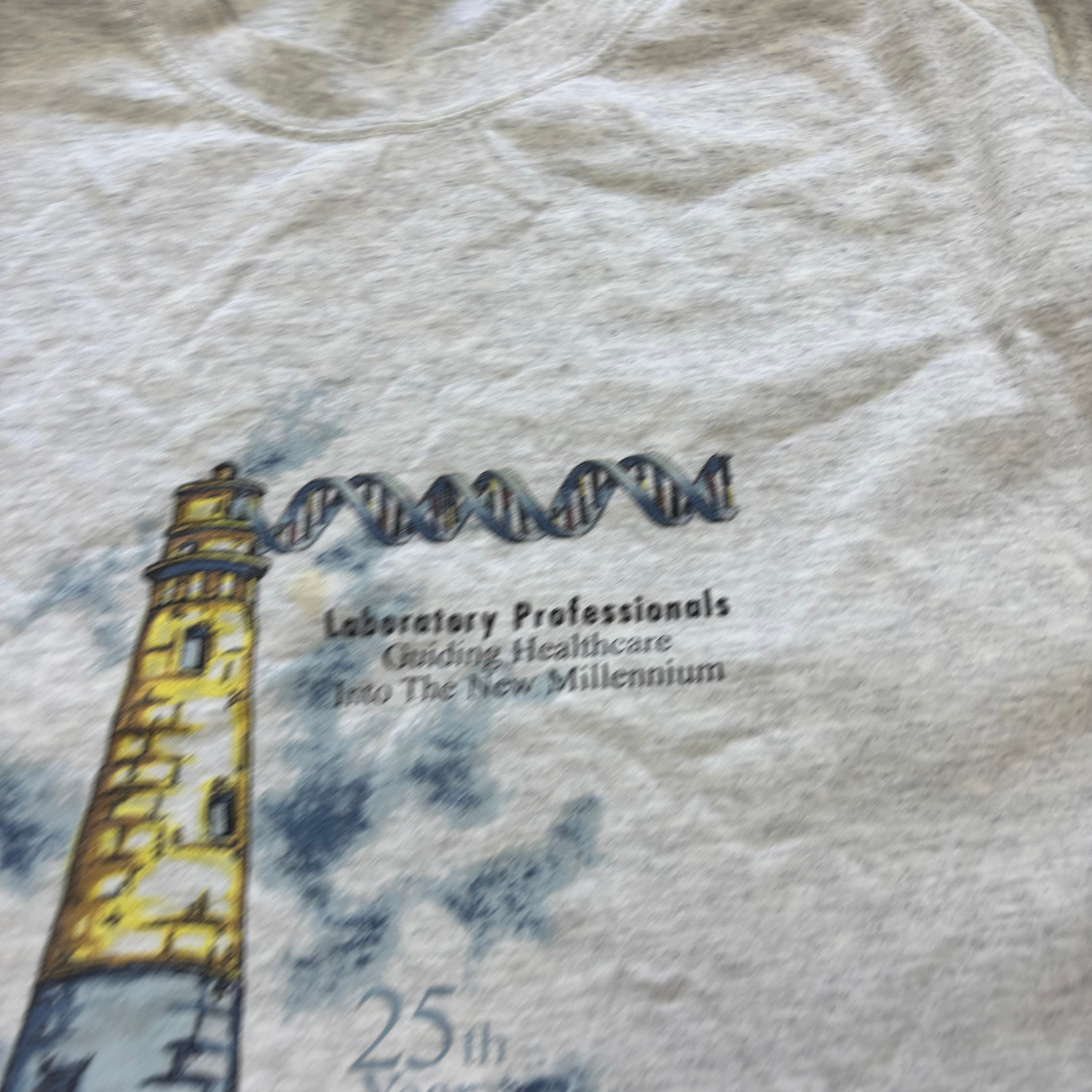 Vintage T Shirt Mens XL Grey Single Stitch Graphic Print 00s USA