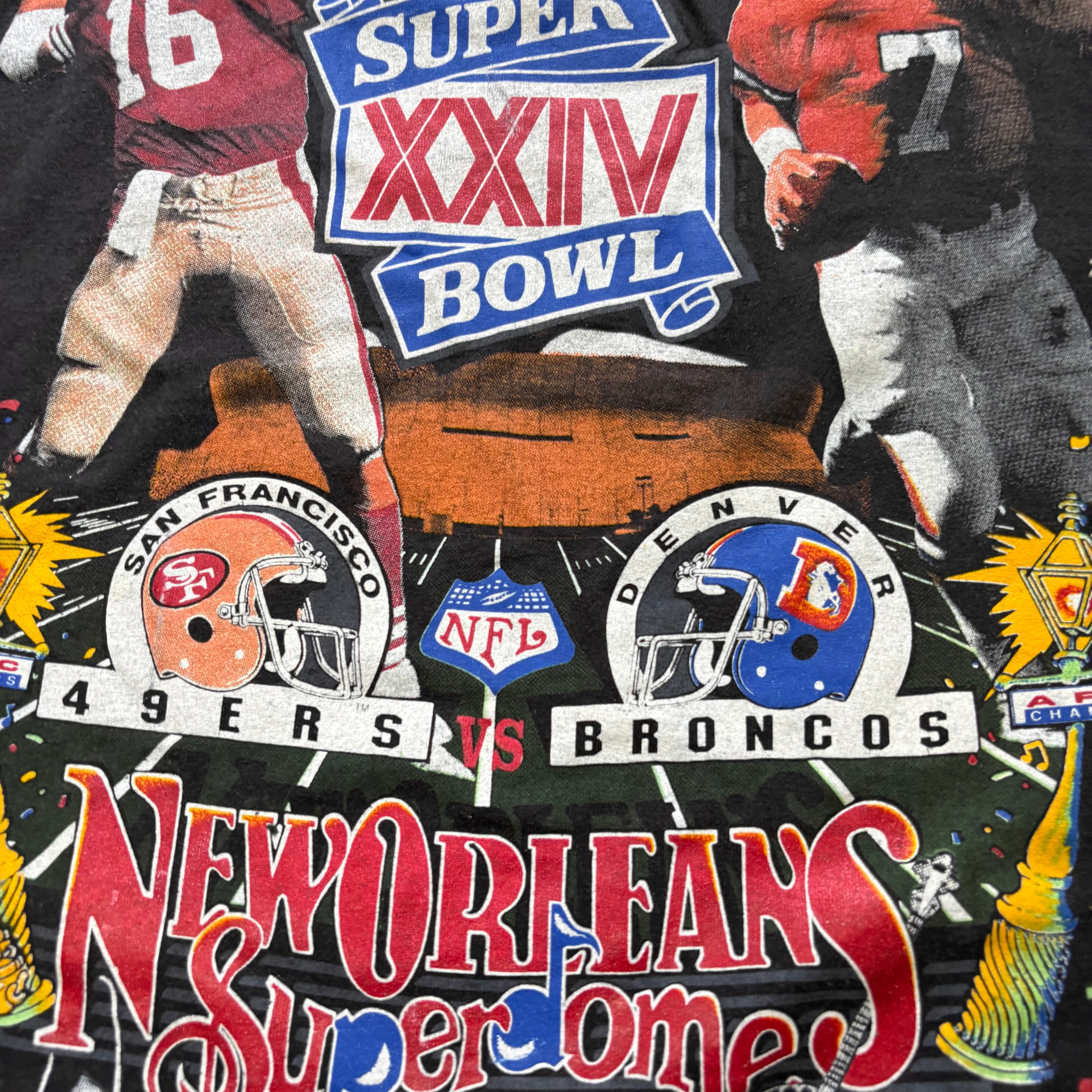 Vintage T Shirt Mens Large Black Single Stitch Graphic Print 90s NFL