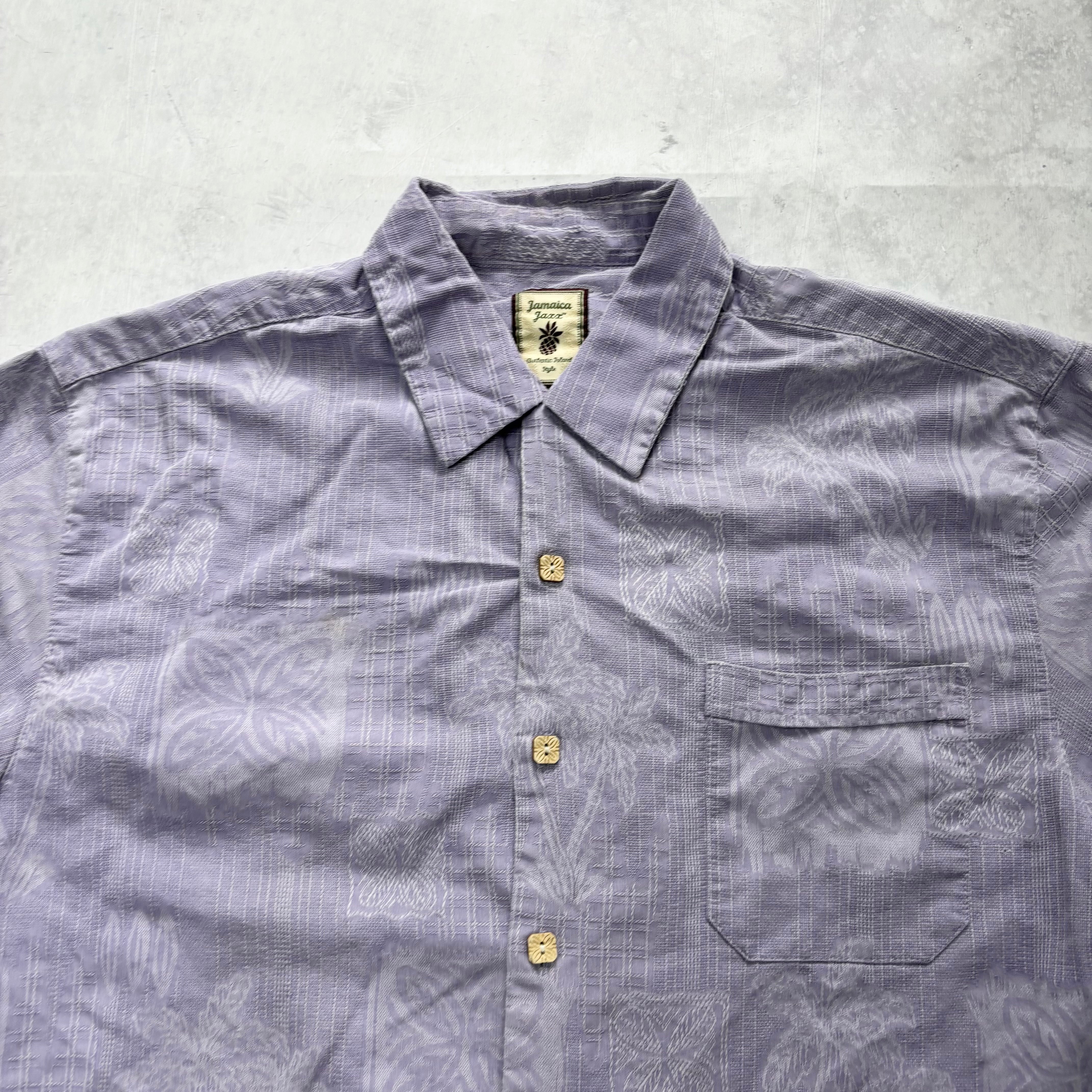 Vintage Hawaiian Shirt Mens Medium Purple Floral Aloha Short Sleeve Silk