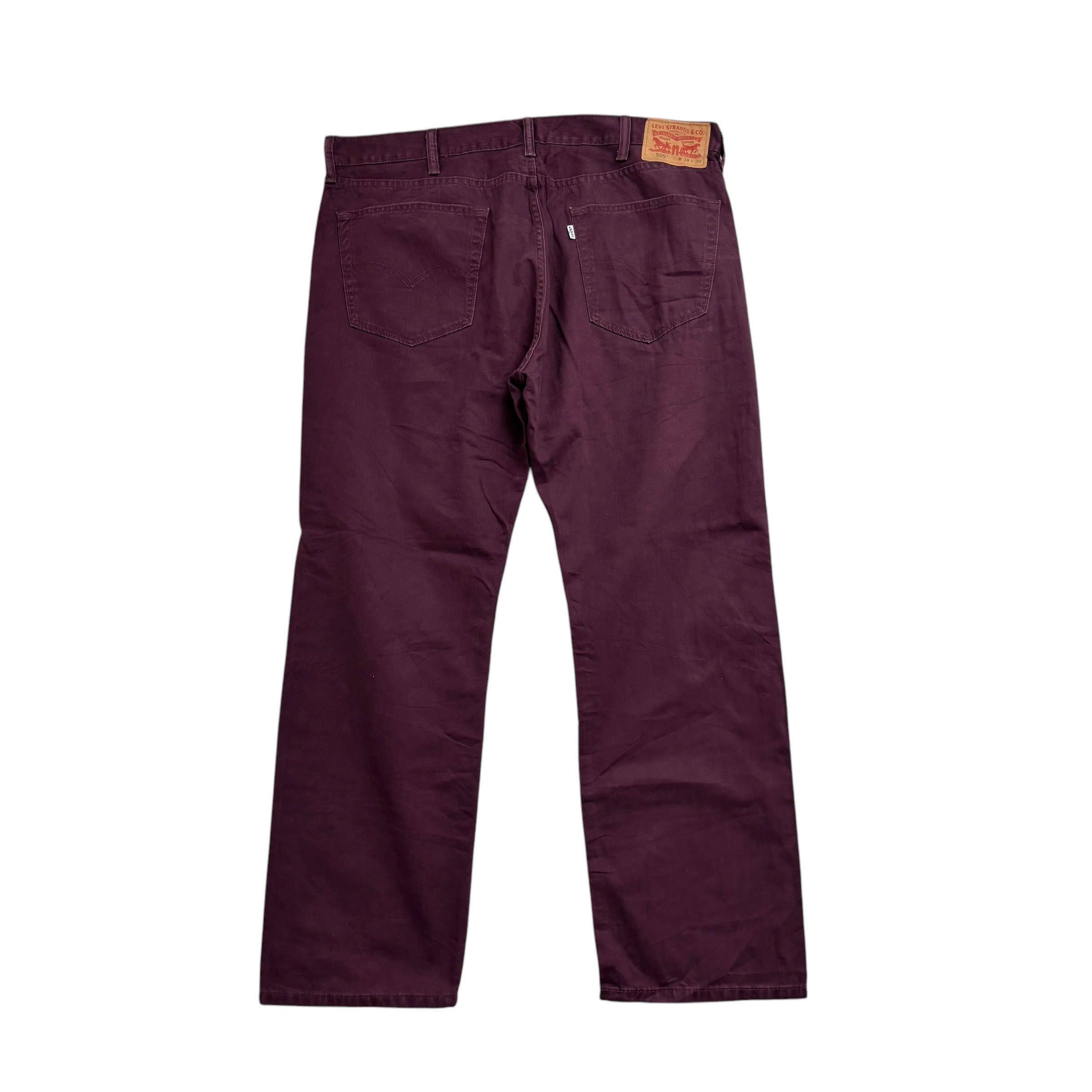 Levis 505 Trousers W38 L30 Mens Purple Regular Straight Fit Cotton Pants (E)