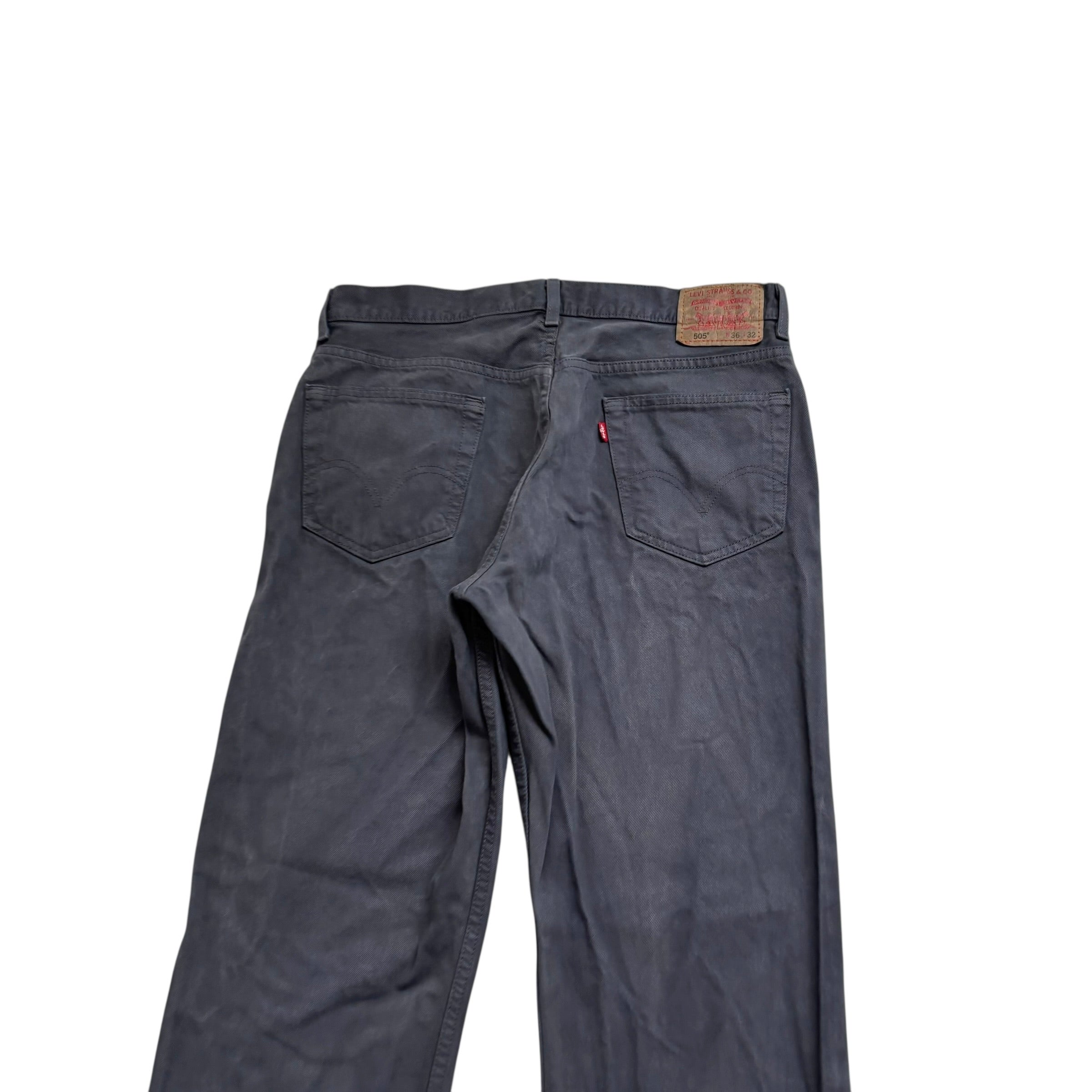Levis 505 Jeans W35 L32 Mens Grey Regular Straight Fit Vintage Denim (F)