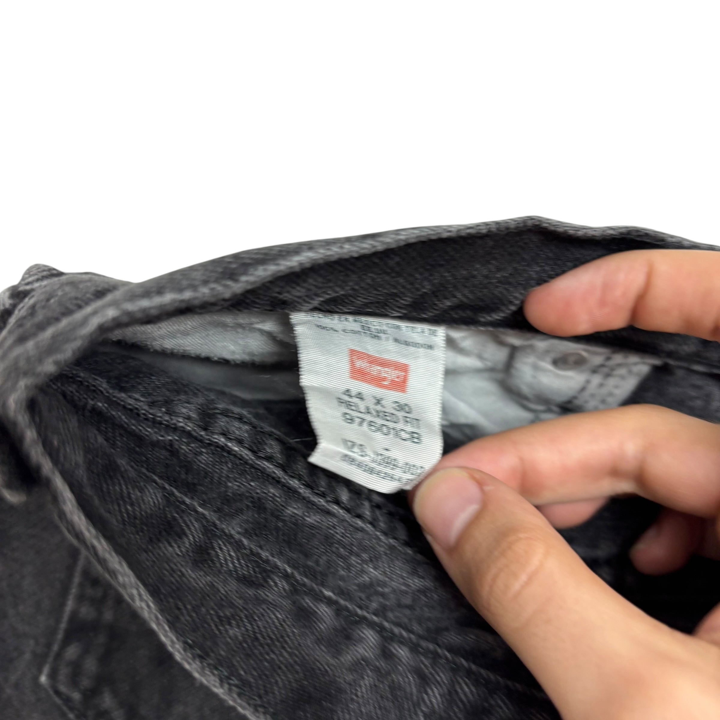 Wrangler Jeans W44 L30 Mens Black Baggy Relaxed Straight Fit Denim (E)