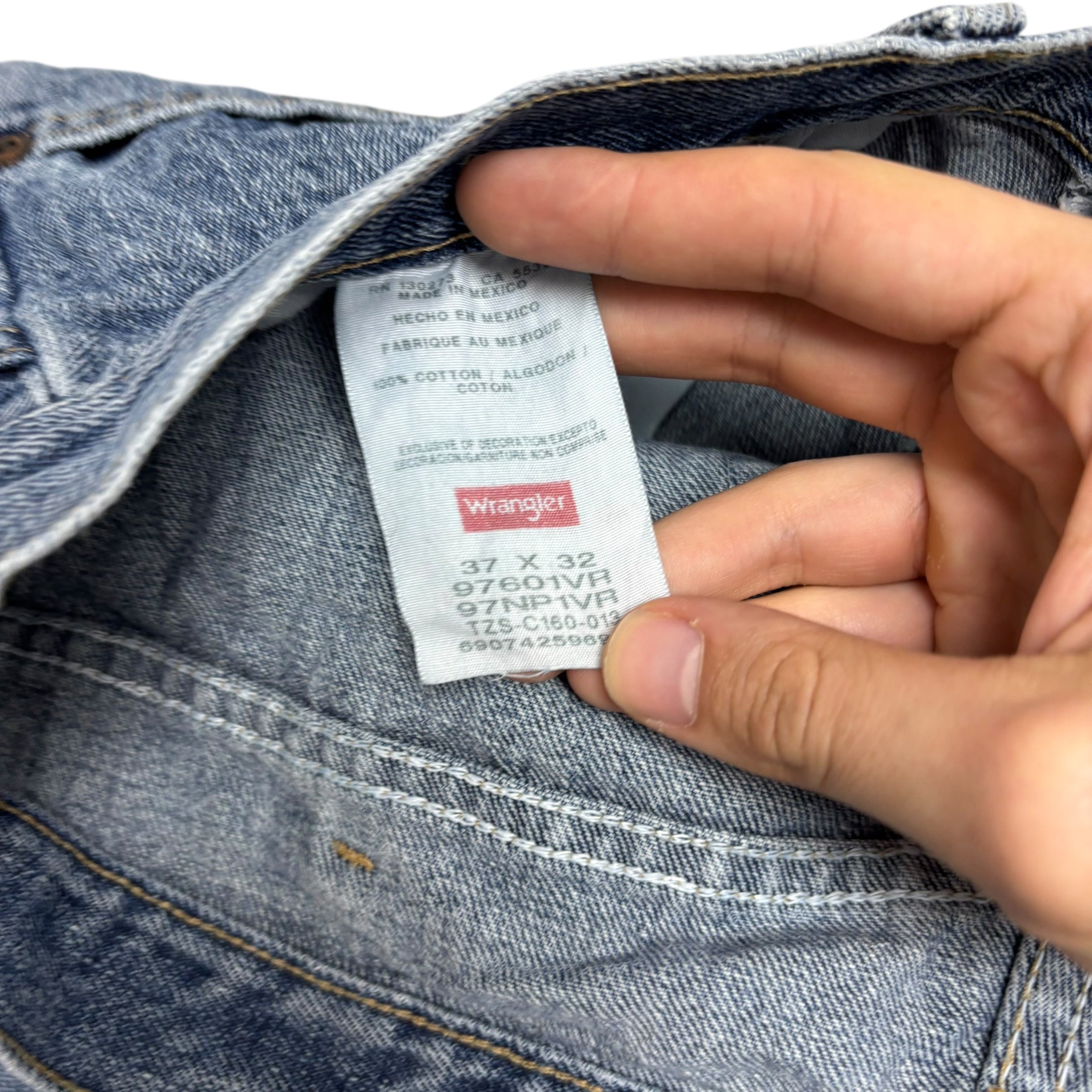 Wrangler Jeans W37 L32 Mens Mid Blue Baggy Relaxed Straight Fit Denim (E)