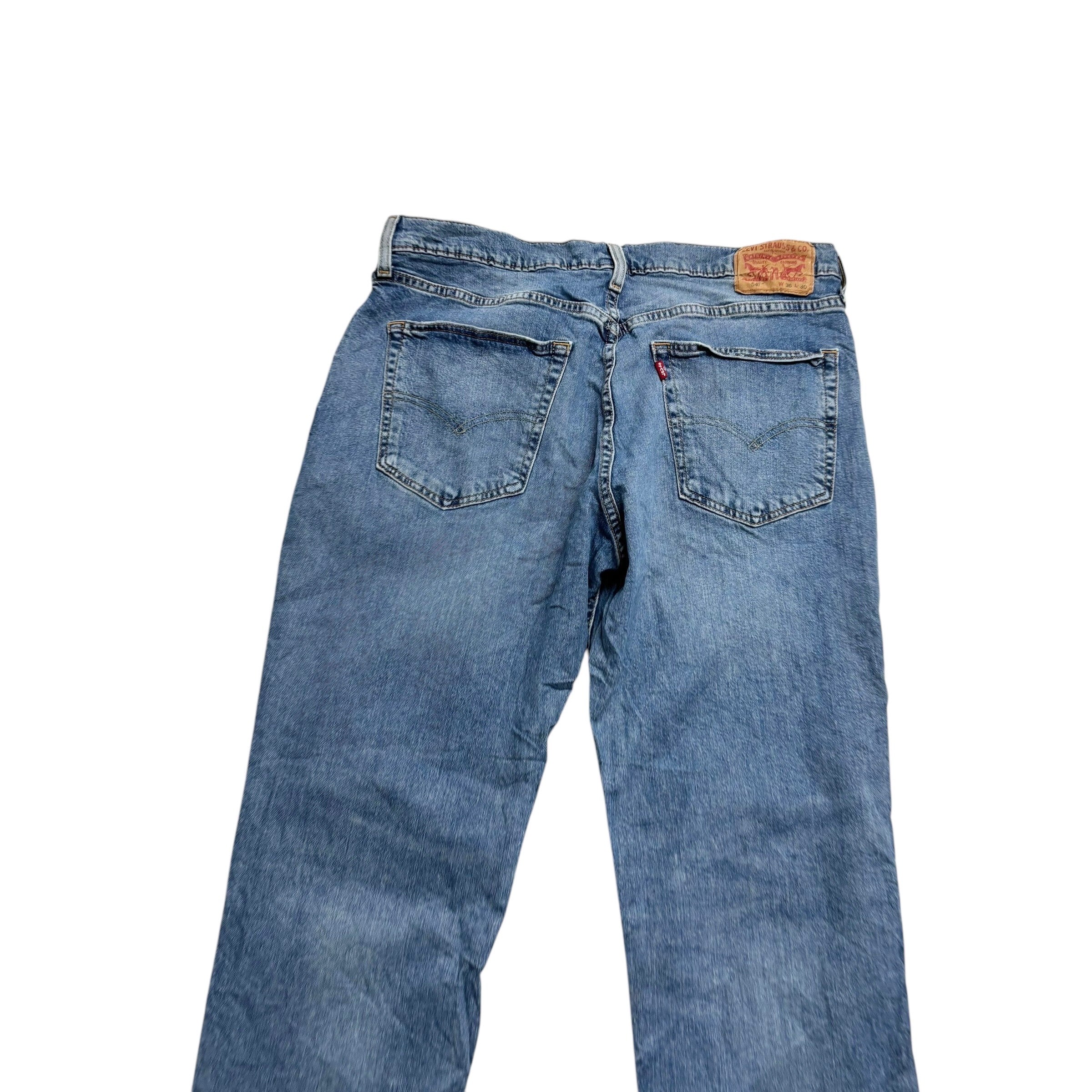 Levis 541 Jeans W36 L30 Mens Light Blue Athletic Tapered Fit Stretch Denim (E)