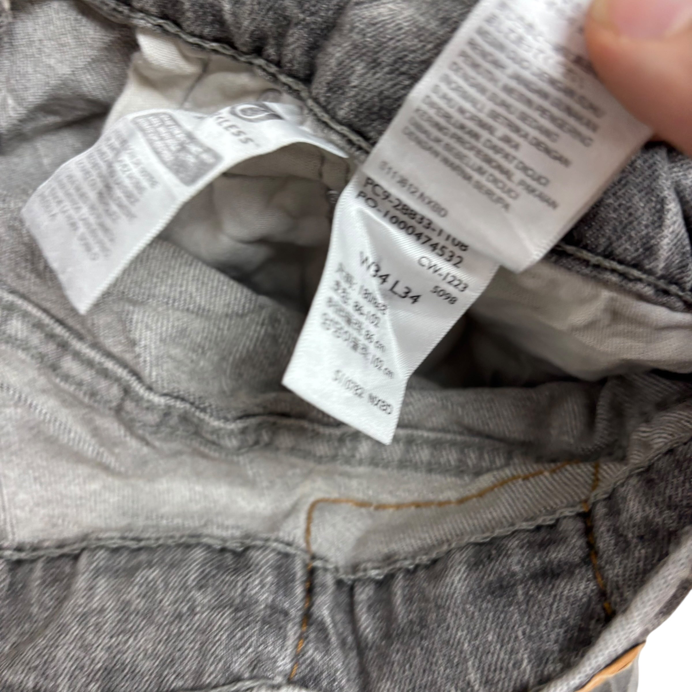 Levis 512 Jeans W34 L34 Mens Grey Slim Tapered Fit Stretch Denim (E)