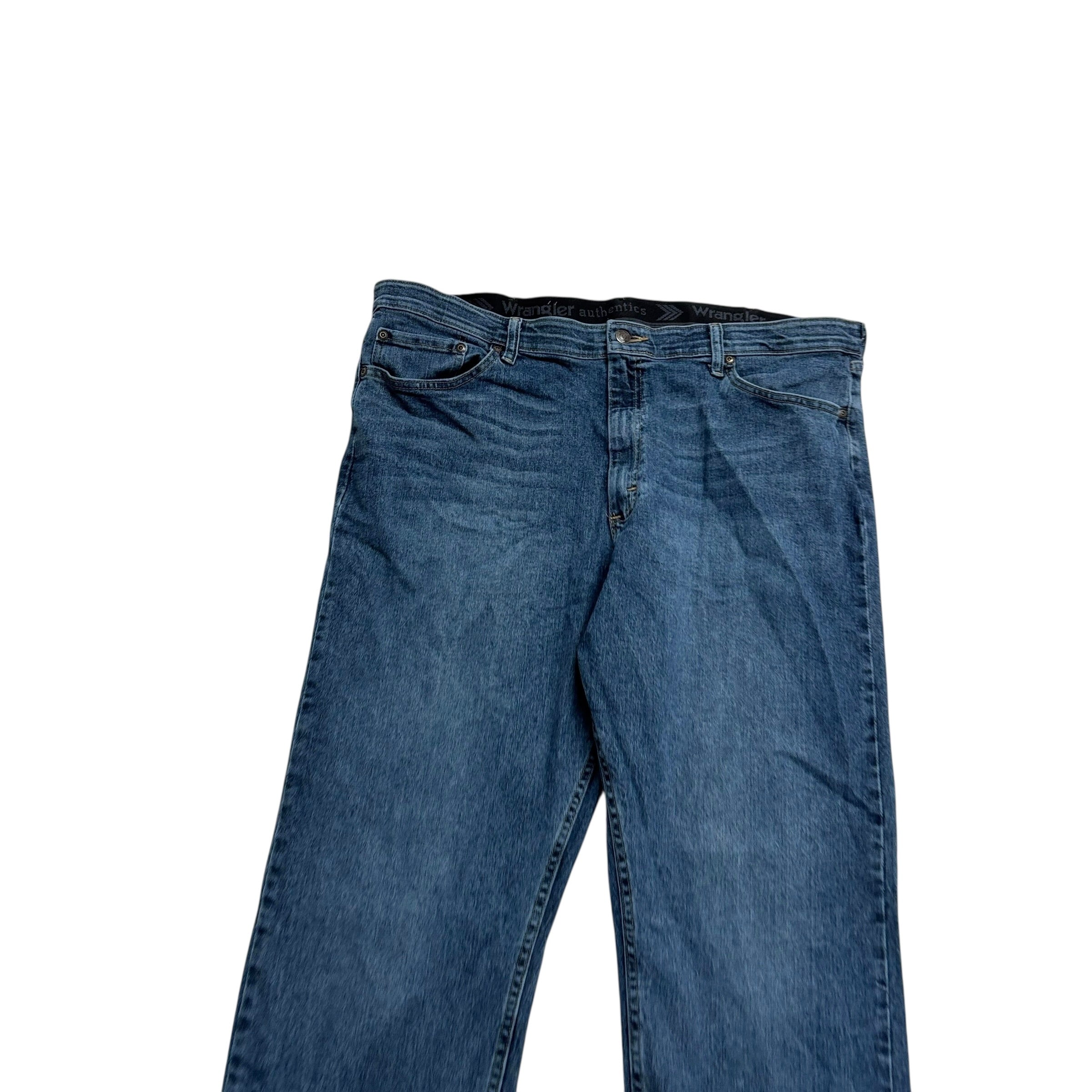 Wrangler Jeans W40 L30 Mens Mid Blue Regular Straight Fit Stretch Denim (E)