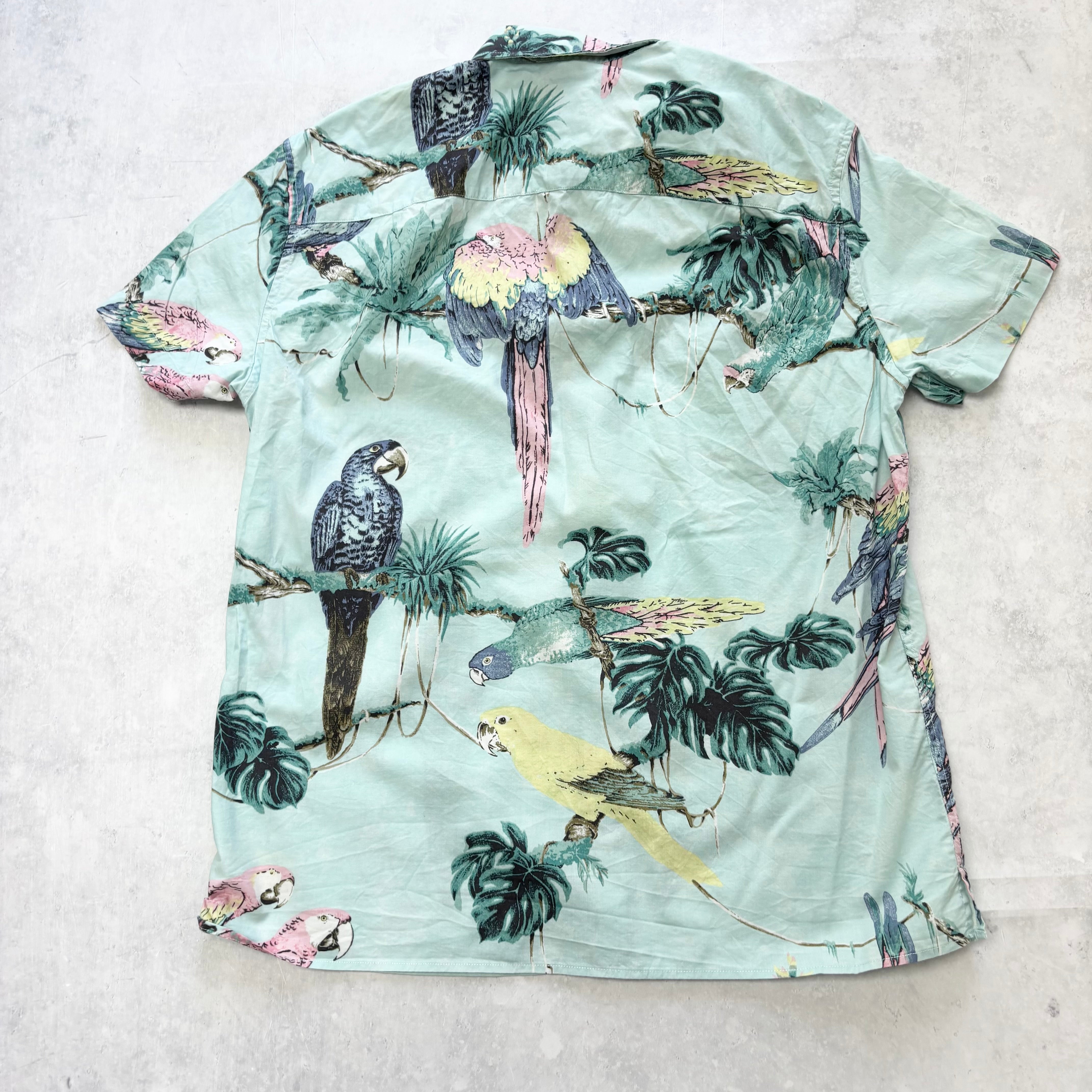 American Eagle Hawaiian Shirt Mens Medium Blue Regular Fit Cotton (E)