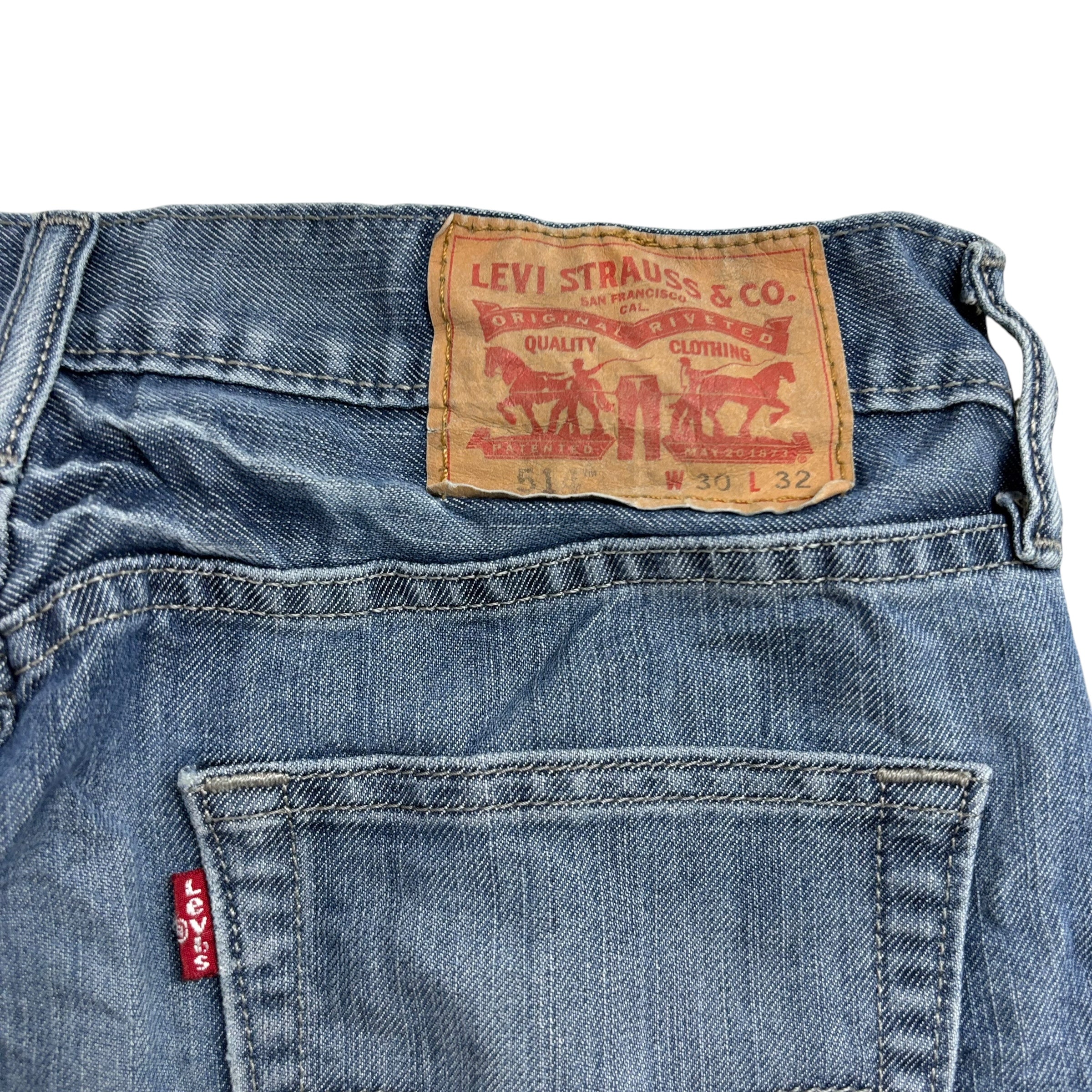 Levis 514 Jeans W30 L32 Mens Mid Blue Regular Straight Fit Denim (E)