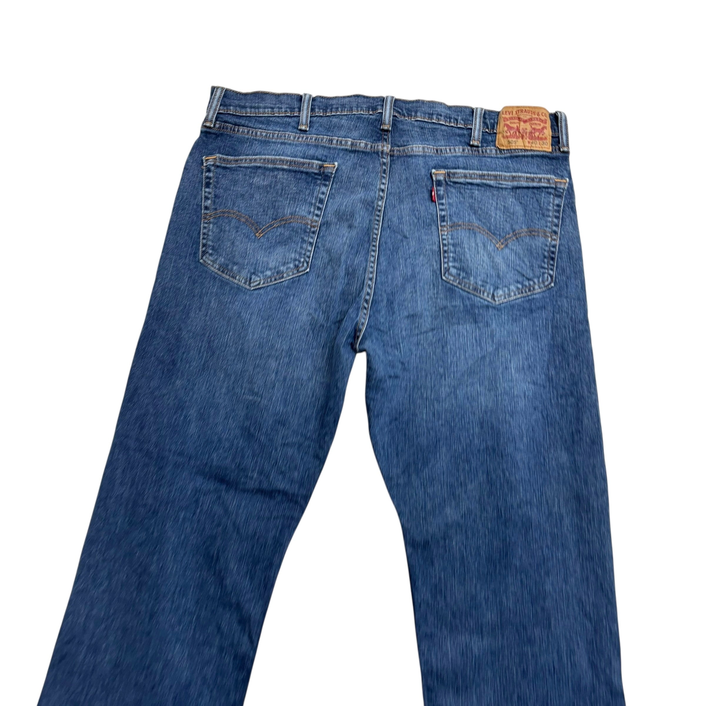 Levis 505 Jeans W40 L30 Mens Mid Blue Regular Straight Fit Stretch Denim (E)