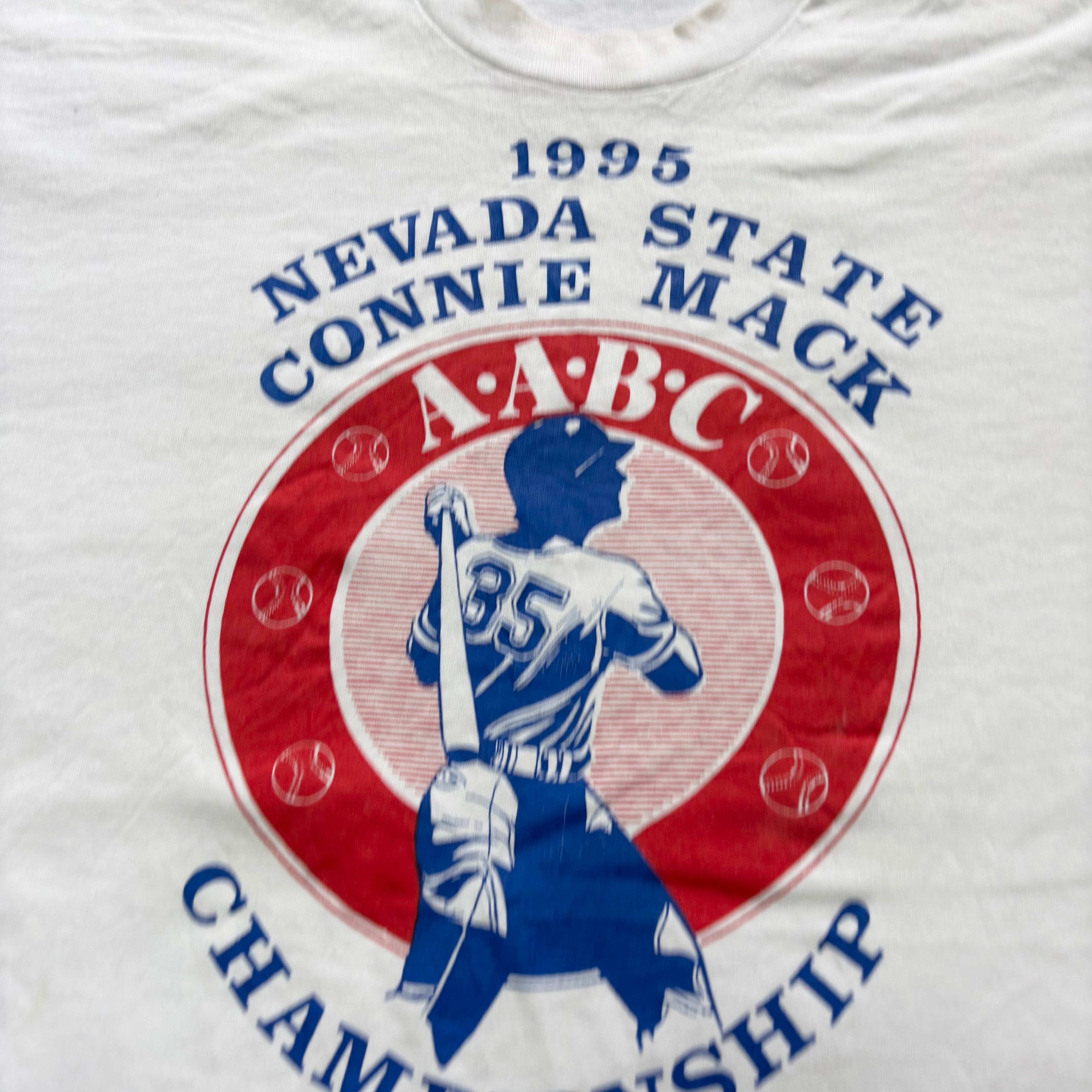 Vintage T Shirt Mens XL White Single Stitch Graphic Print 90s Baseball (F)