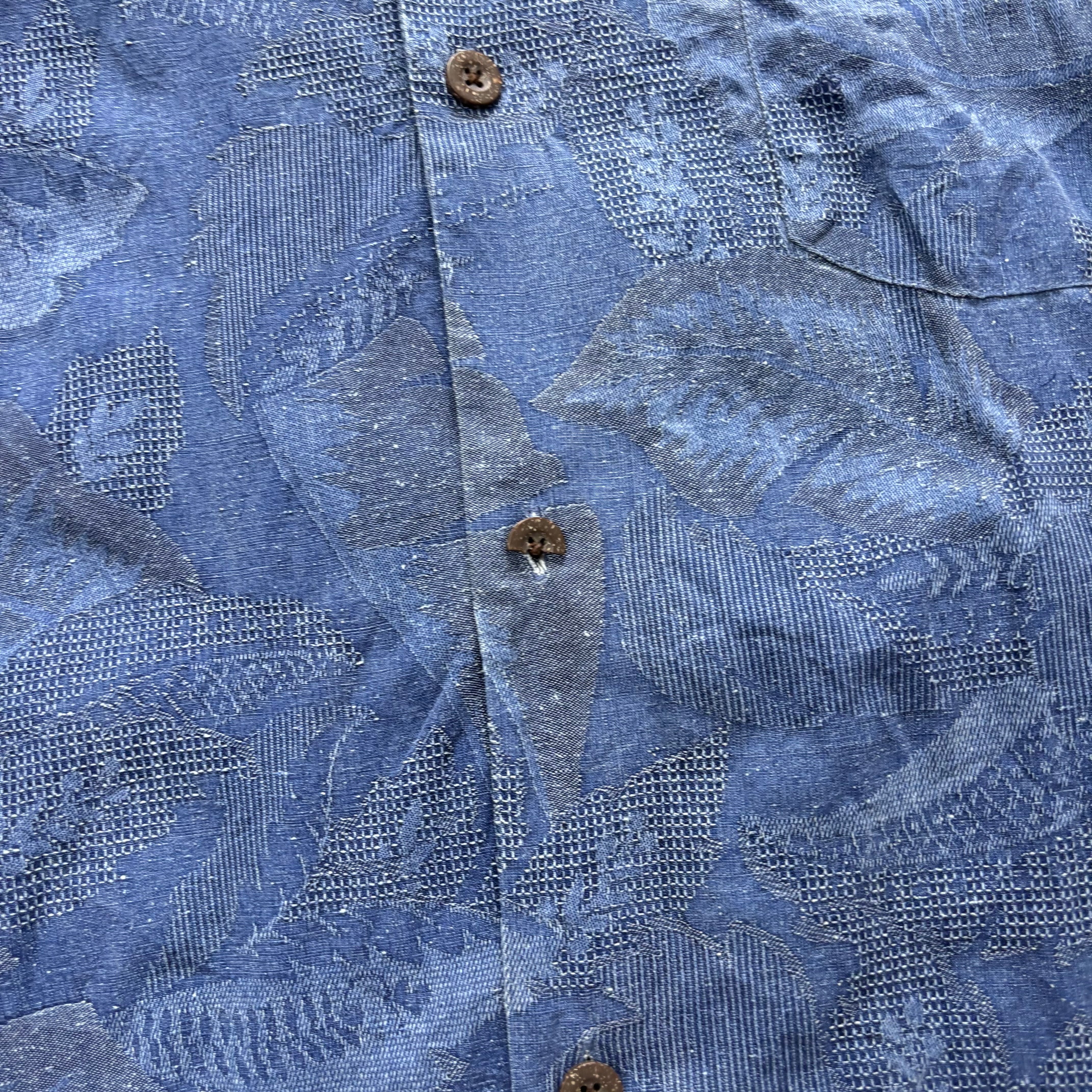 Vintage Hawaiian Shirt Mens XL Blue Silk Floral Aloha Short Sleeve