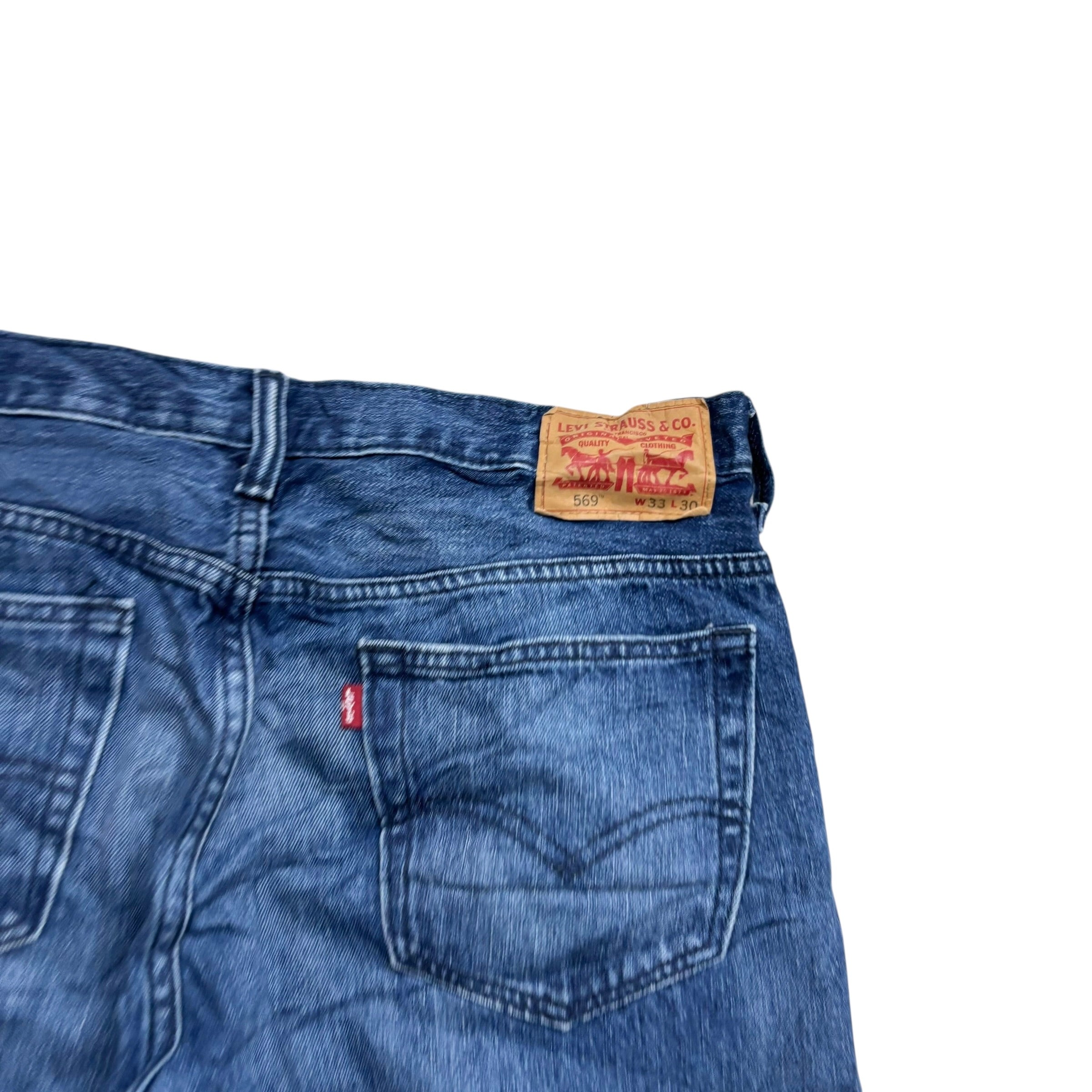 Levis 569 Jeans W33 L29 Mens Navy Blue Baggy Relaxed Fit Vintage Denim