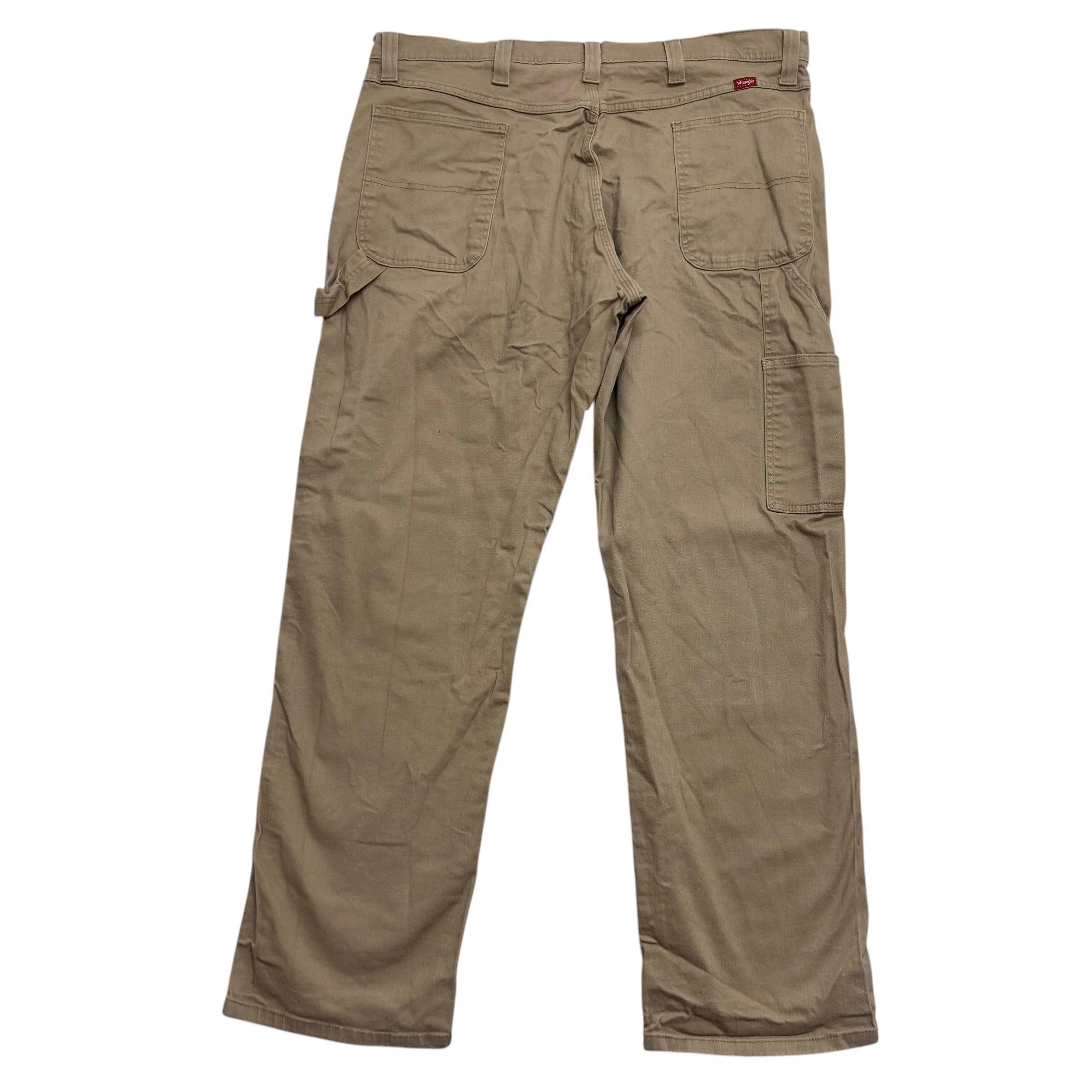 Wrangler Carpenter Pants W40 L32 Mens Tan Relaxed Straight Fit Stretch (F)