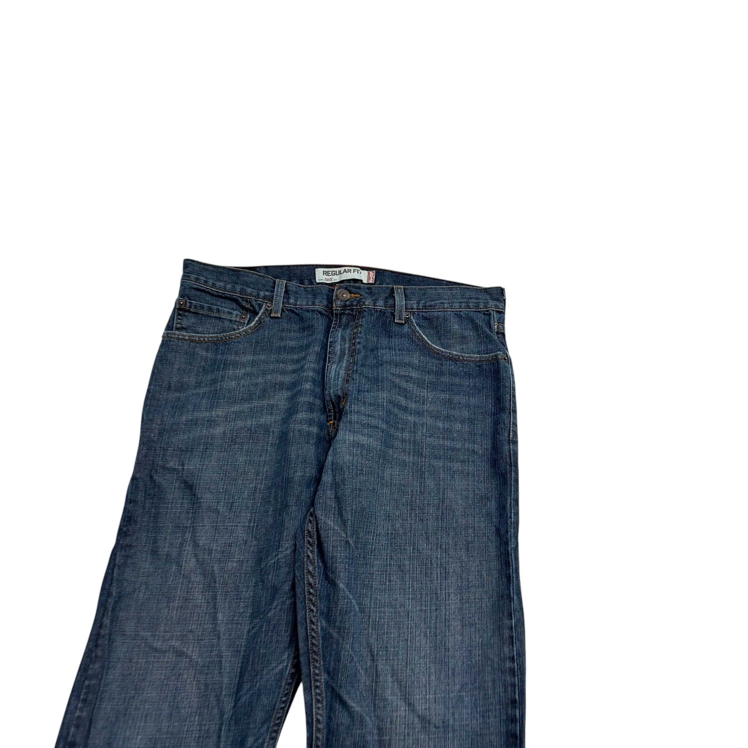 Levis 505 Jeans W36 L33 Mens Dark Blue Regular Straight Fit Vintage Denim (E)