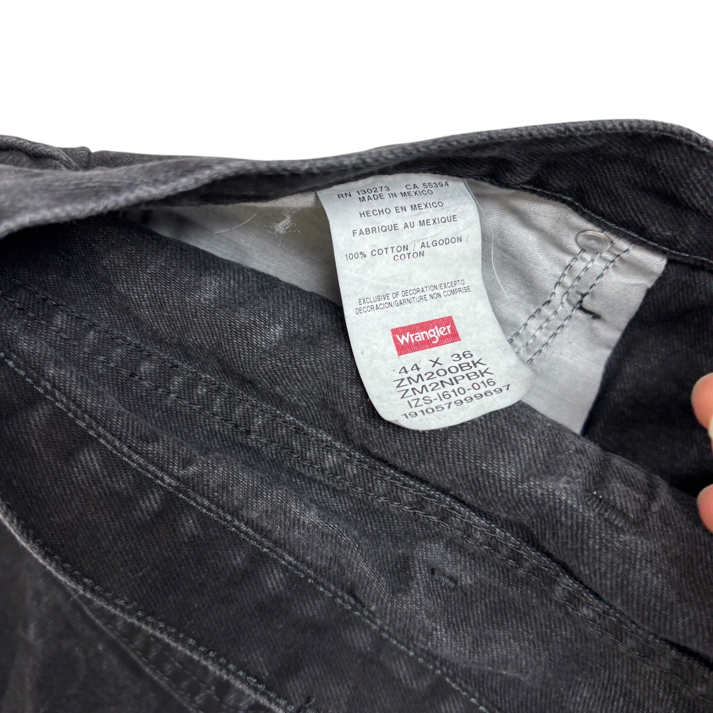 Wrangler Jeans W44 L36 Mens Black Relaxed Straight Fit Denim (E)