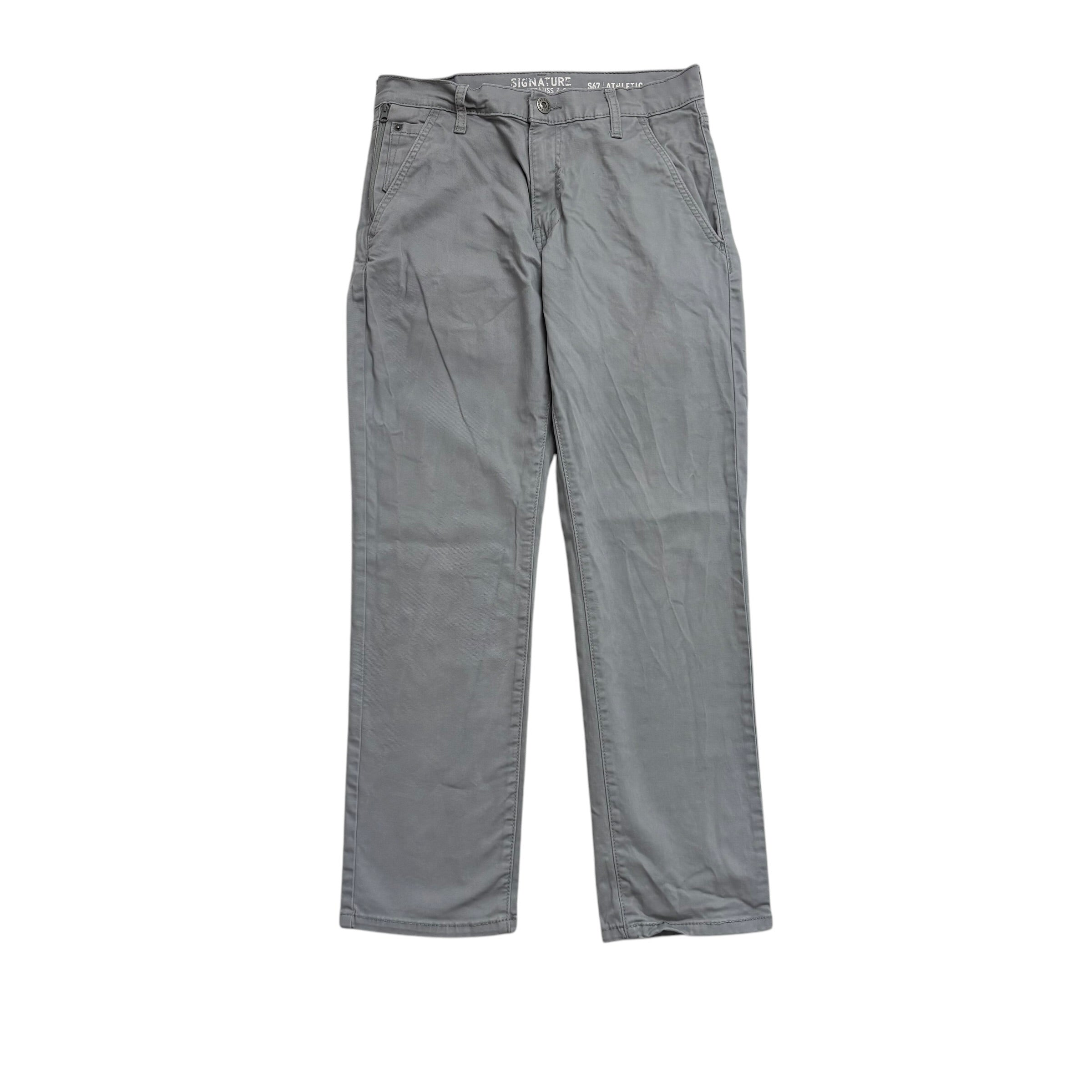 Levis Signature Trousers W30 L29 Mens Grey Athletic Fit Stretch Pants (E)