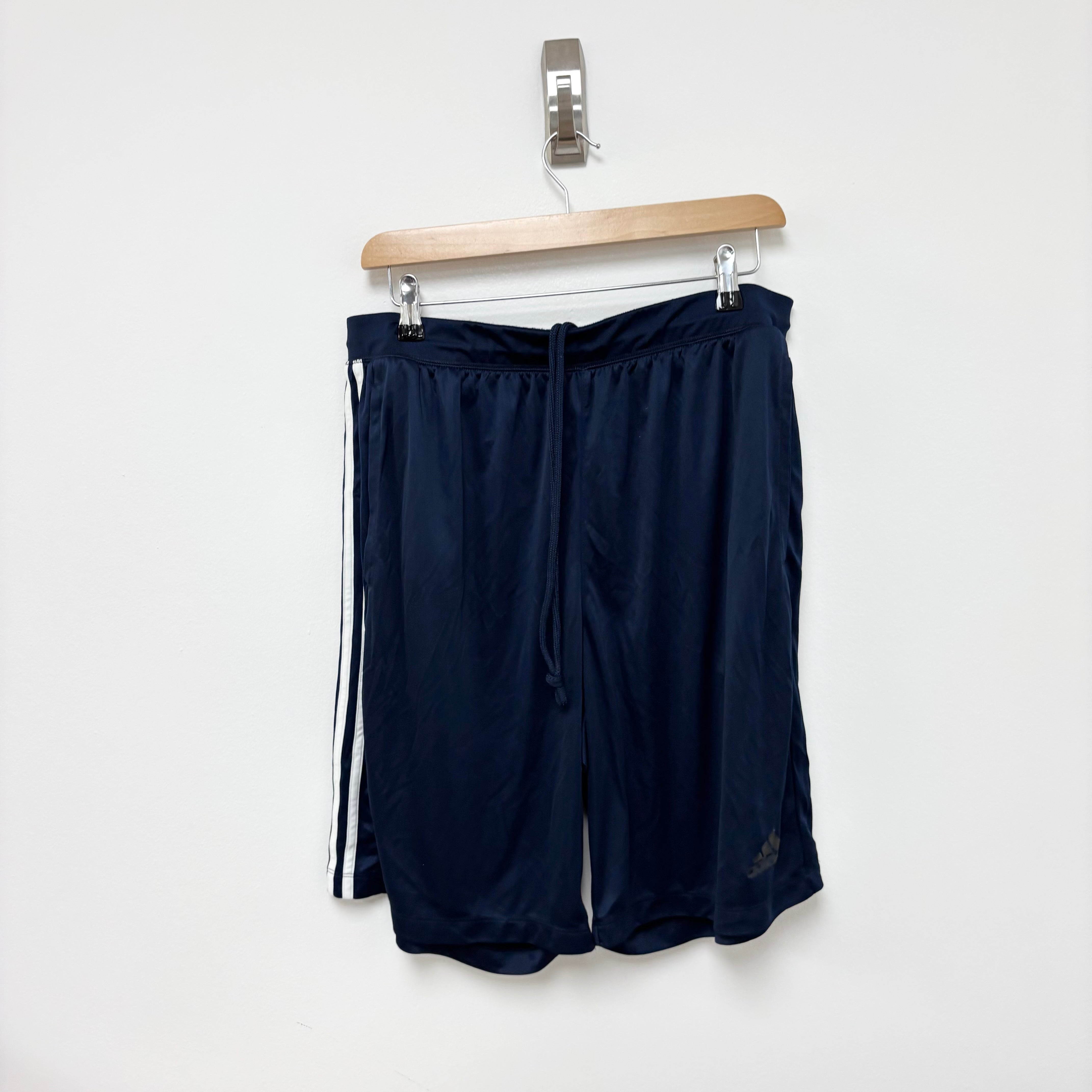 Adidas Shorts Mens XL Navy Blue Sports Running Gym Athletic Pockets (E)