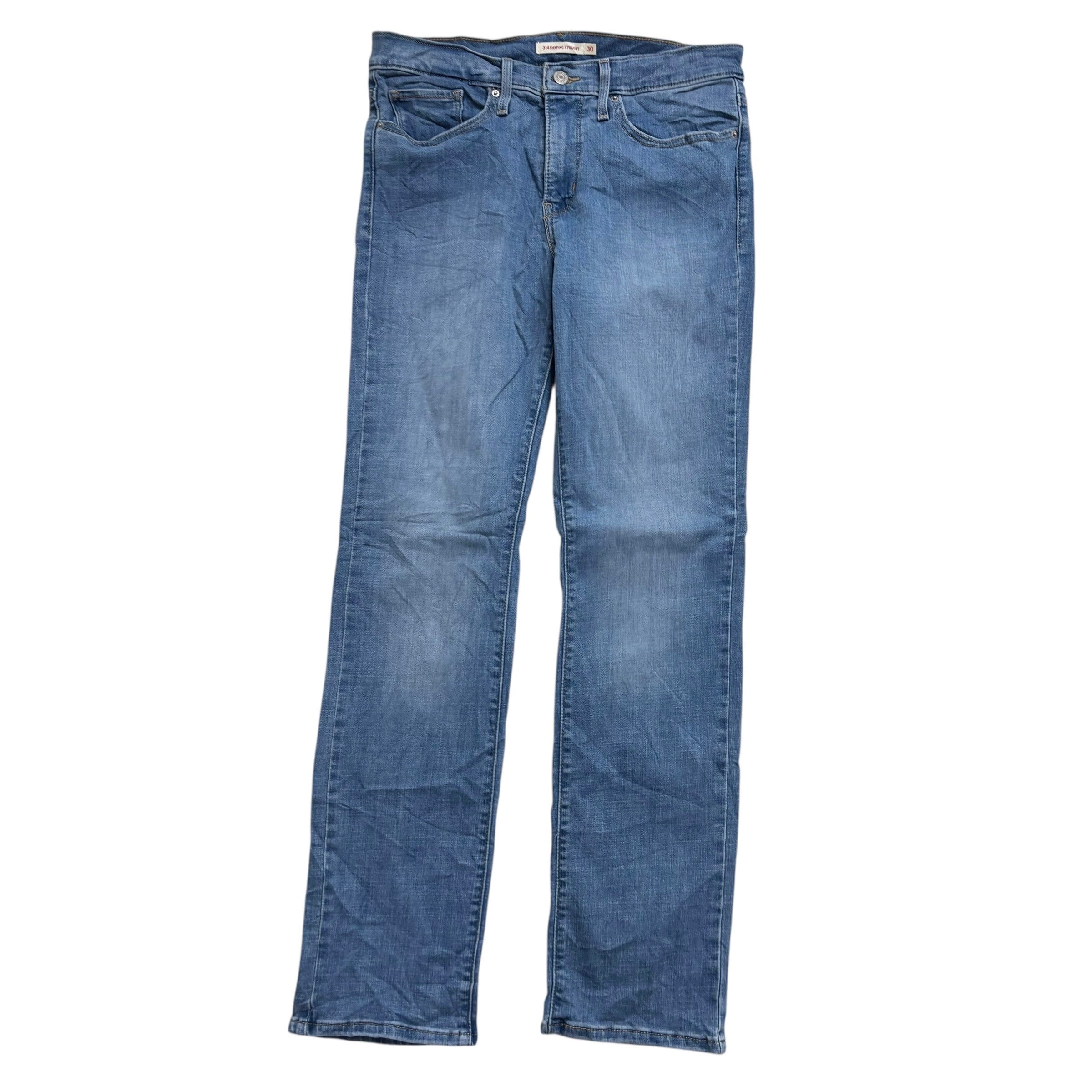 Levis 314 Jeans W30 L32 Womens Shaping Straight Mid Blue Stretch Denim (E)