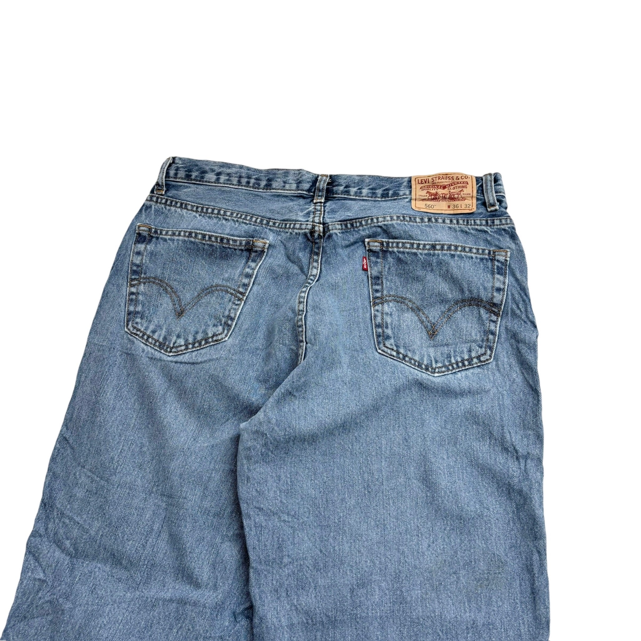 Levis 560 Jeans W36 L32 Mens Mid Blue Baggy Relaxed Comfort Fit Vintage Denim