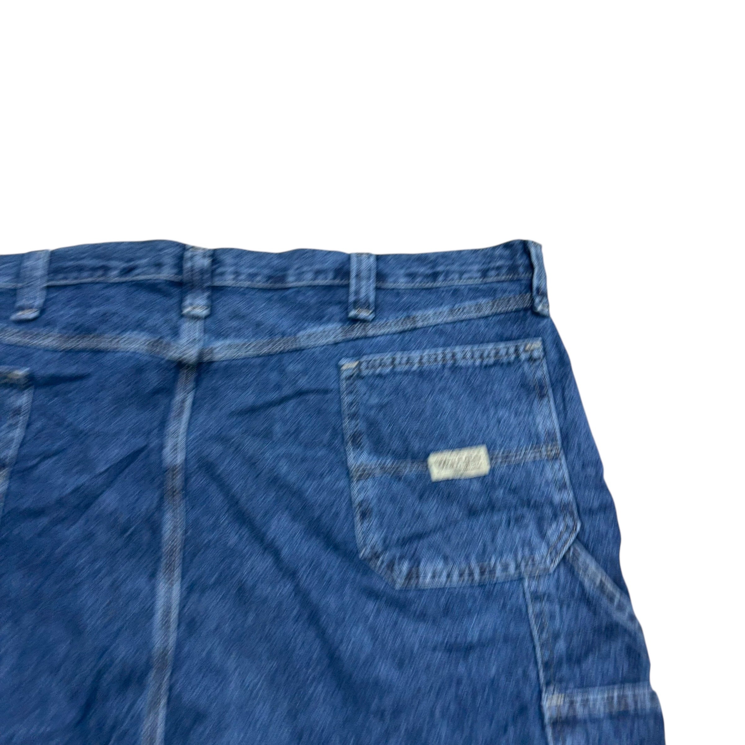 Wrangler Jorts W48 Mens Mid Blue Denim Shorts Baggy Relaxed Carpenter (E)
