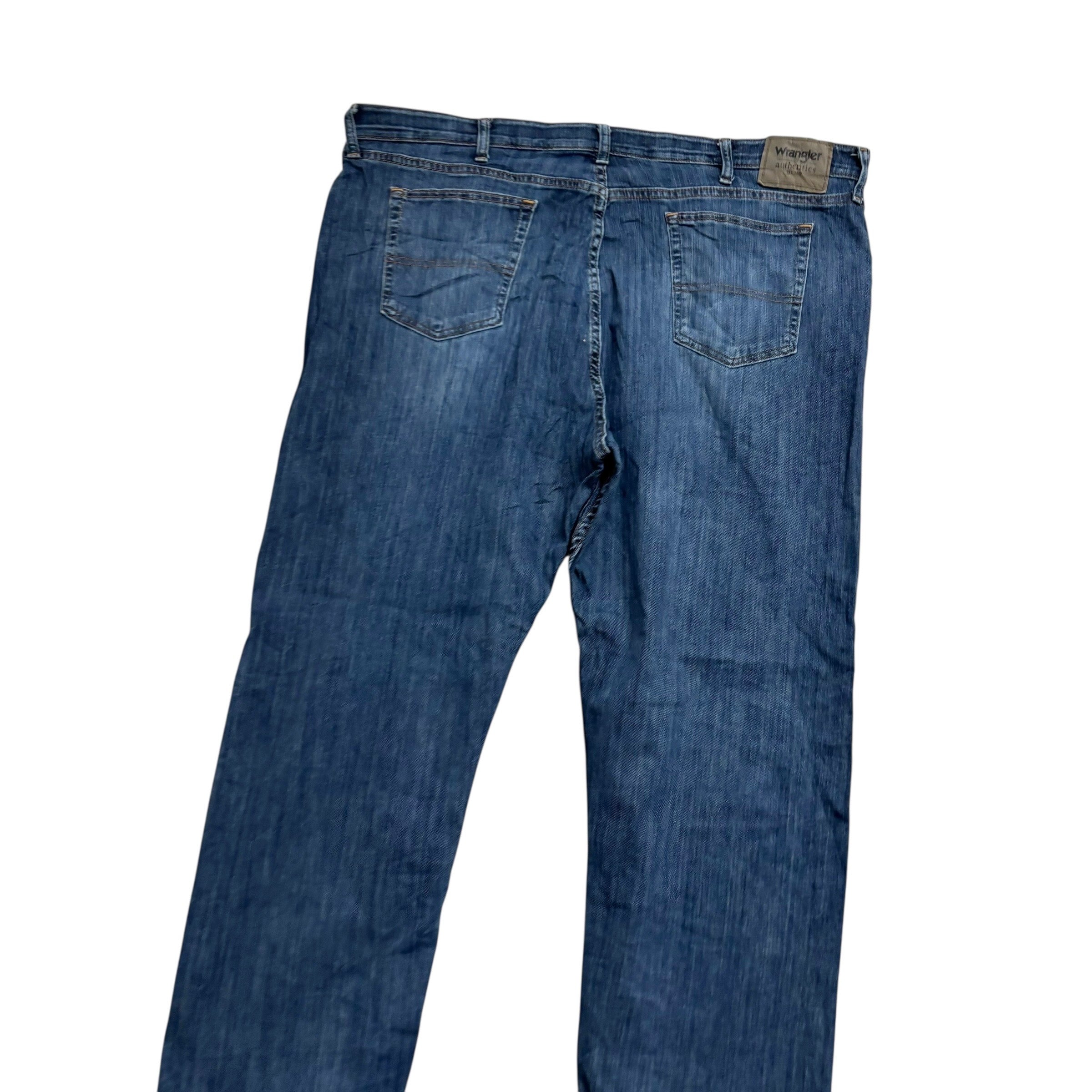 Wrangler Jeans W44 L30 Mens Mid Blue Regular Straight Fit Stretch Denim (E)