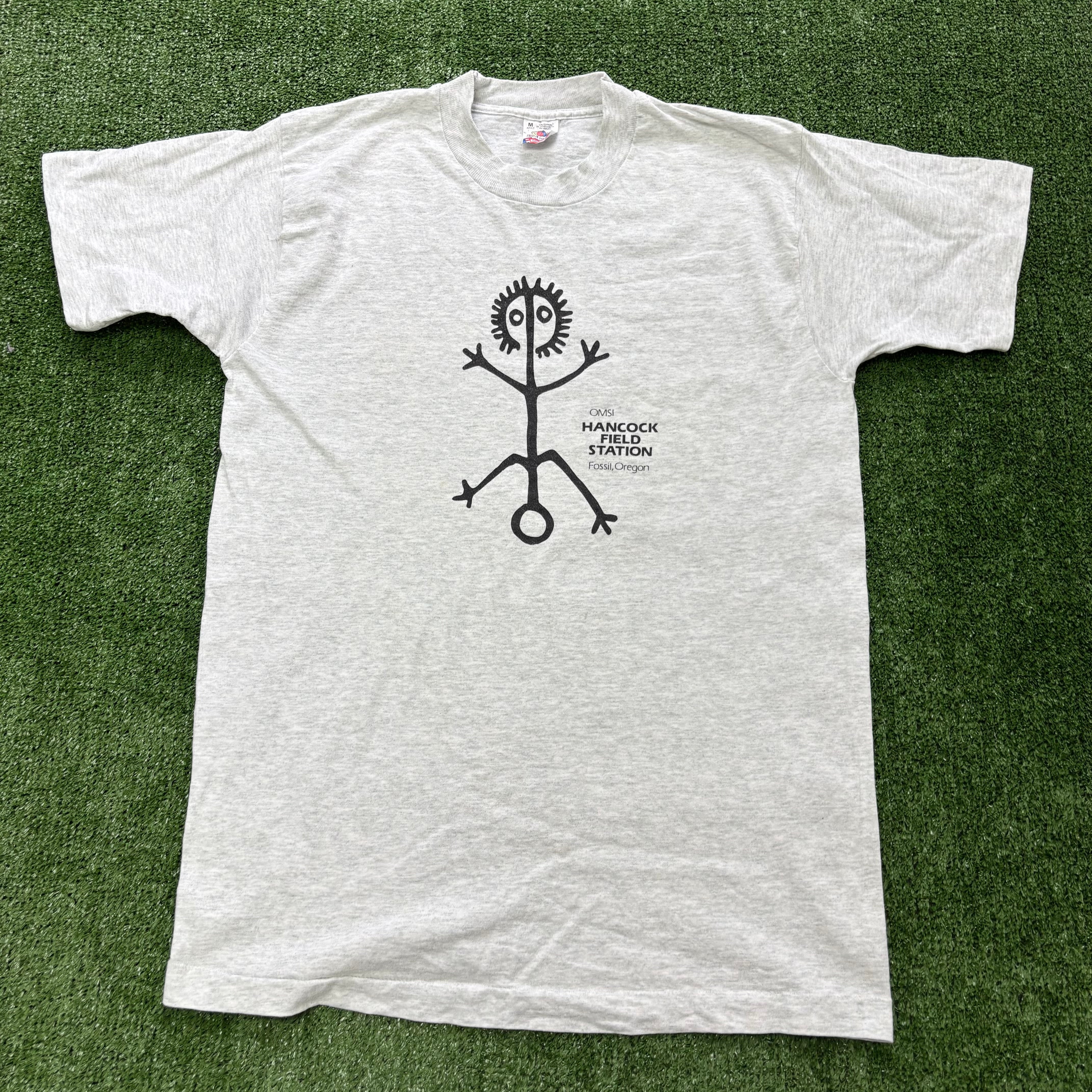 Vintage T Shirt Mens Medium Grey Single Stitch Graphic Print 90s USA