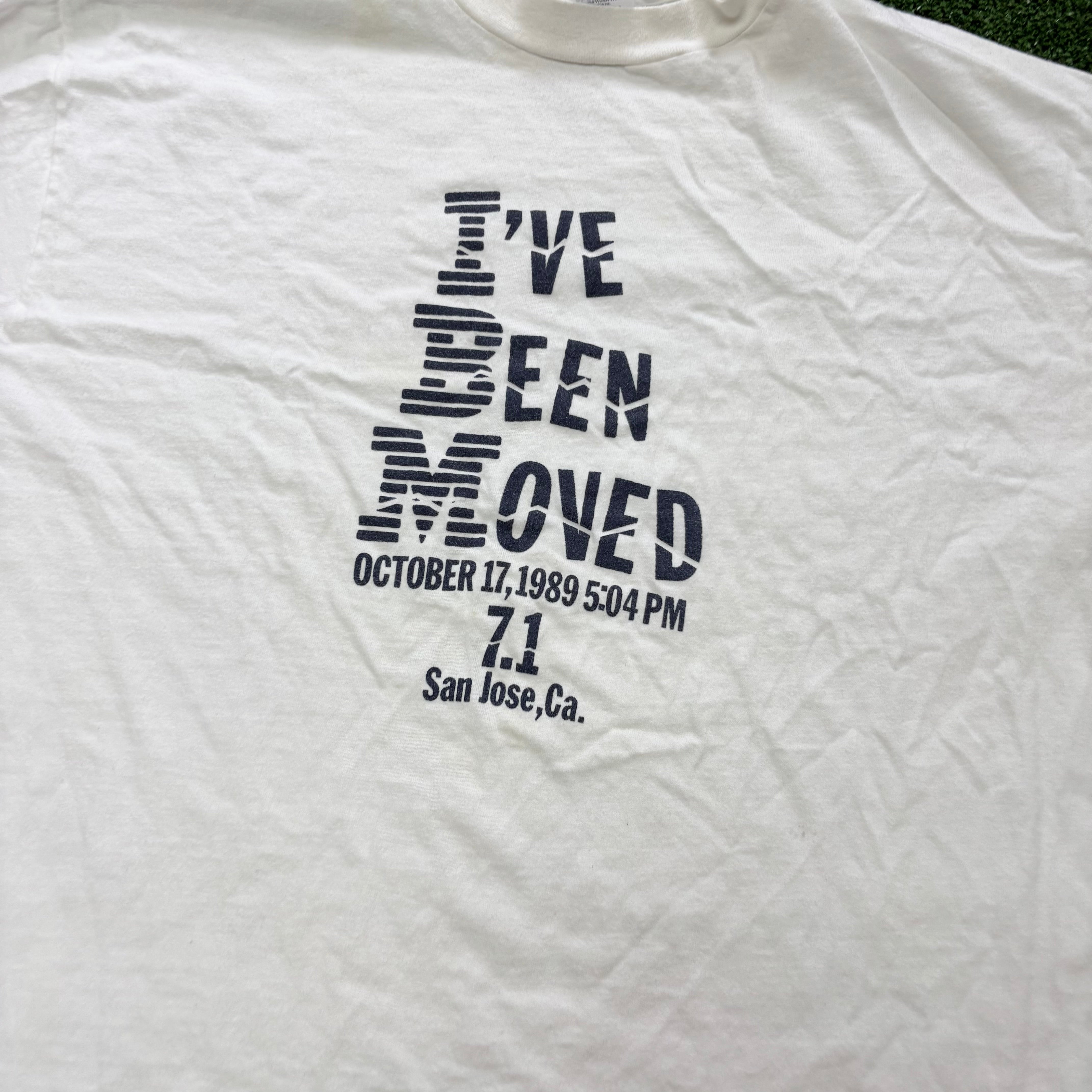 Vintage T Shirt Mens Large White Single Stitch Graphic Print 1989