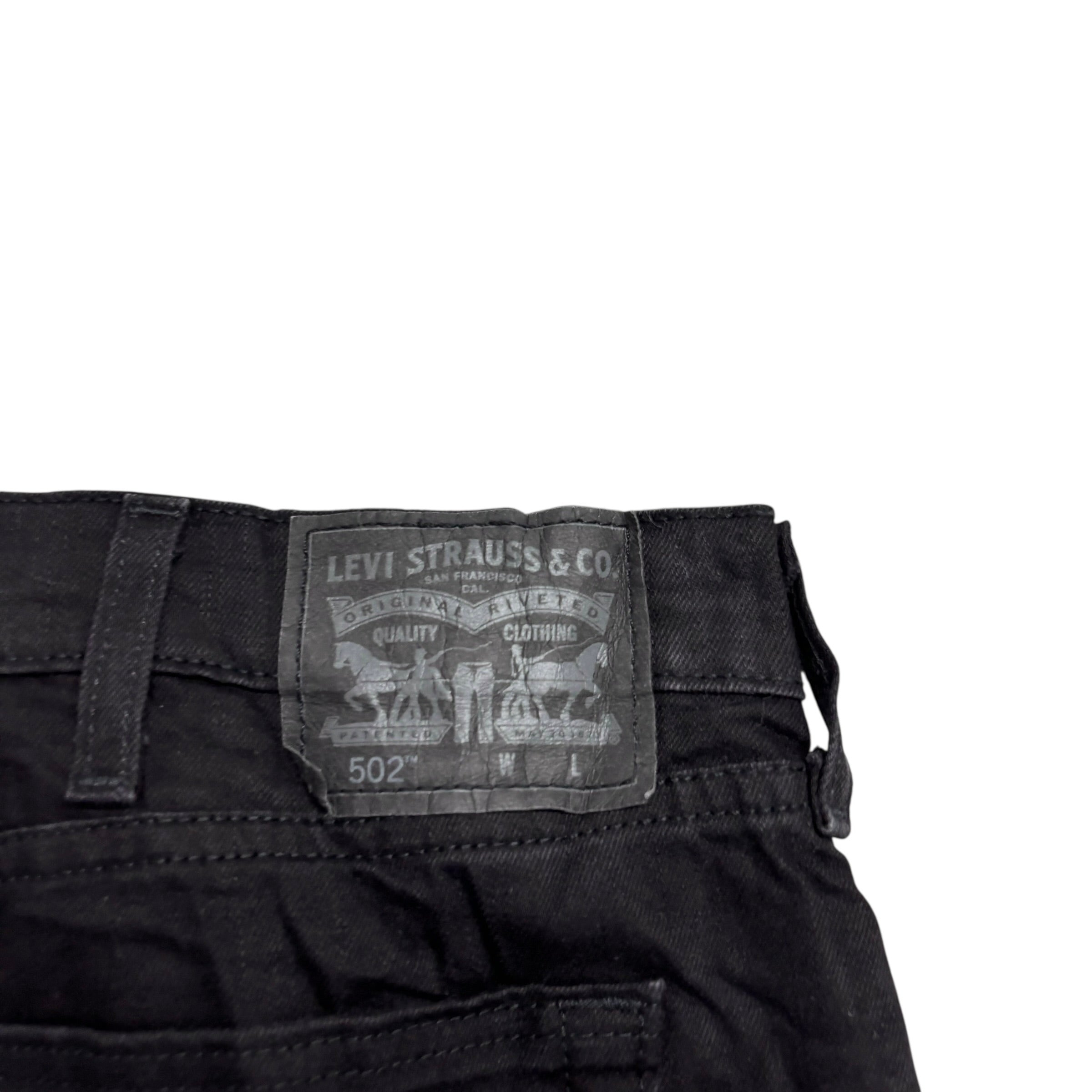 Levis 502 Jeans W44 L32 Mens Black Regular Tapered Fit Stretch Denim (E)
