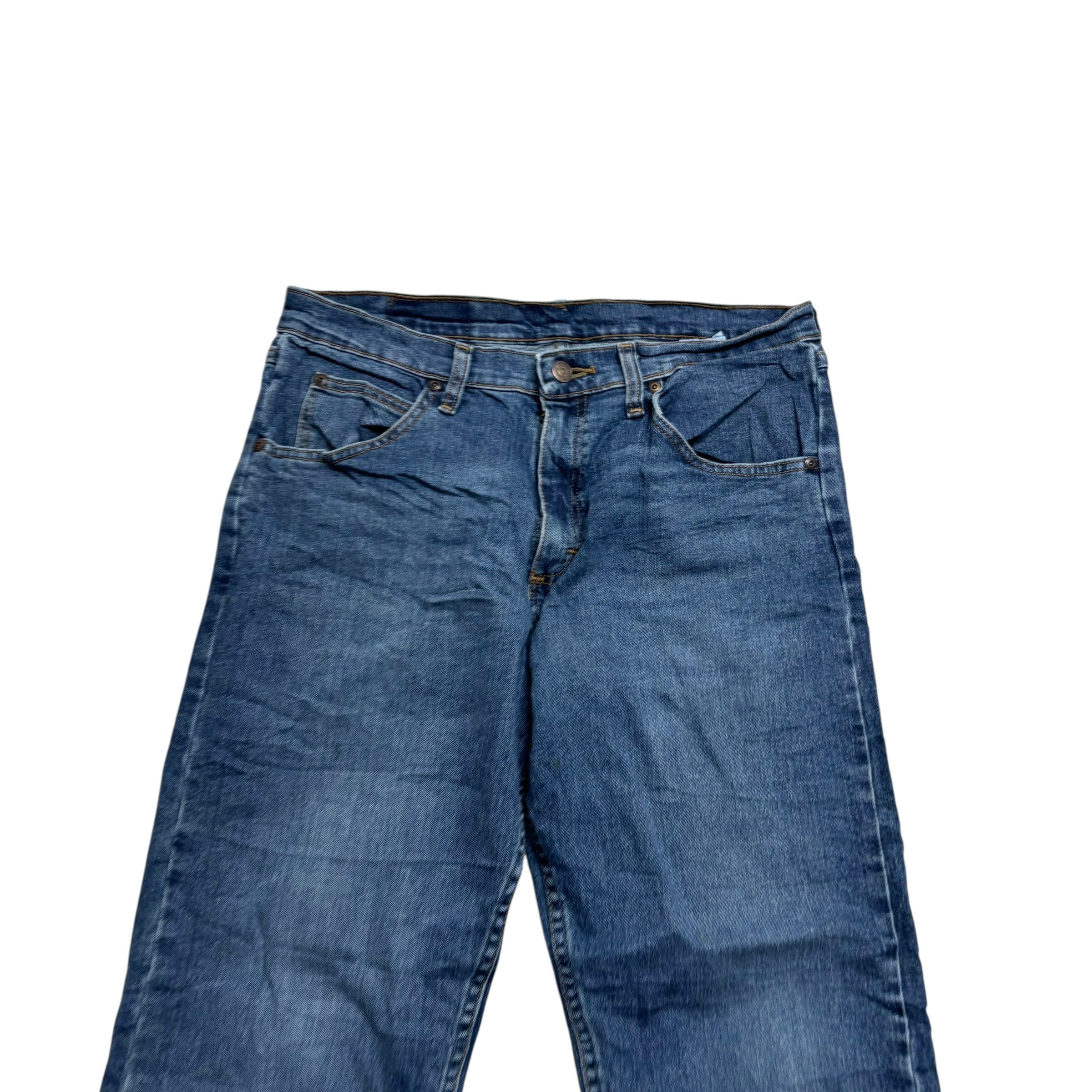 Wrangler Jeans W32 L30 Mens Dark Blue Relaxed Straight Fit Stretch Denim