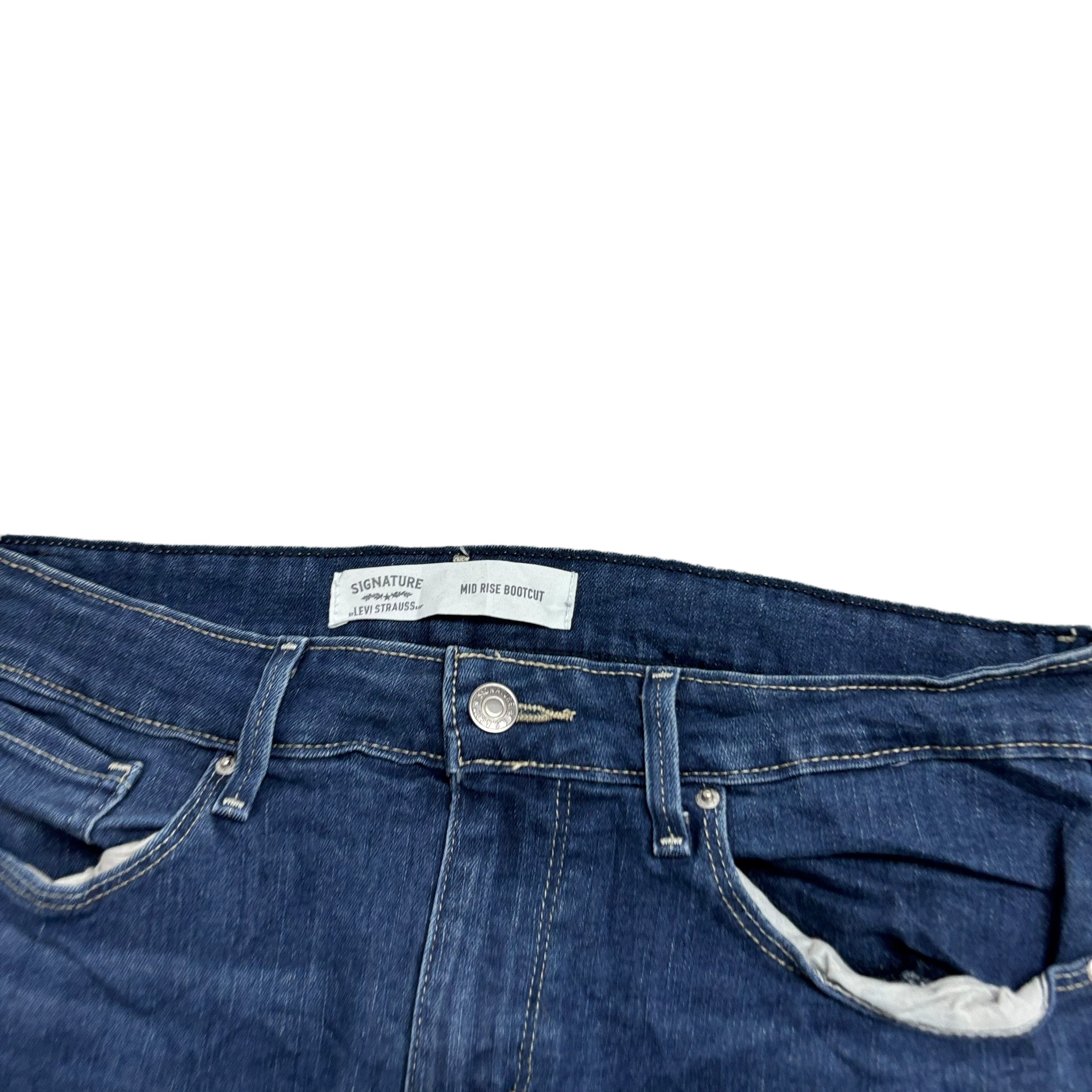 Levis Signature Jeans W31 L30 Womens Bootcut Fit Dark Blue Stretch Denim (E)