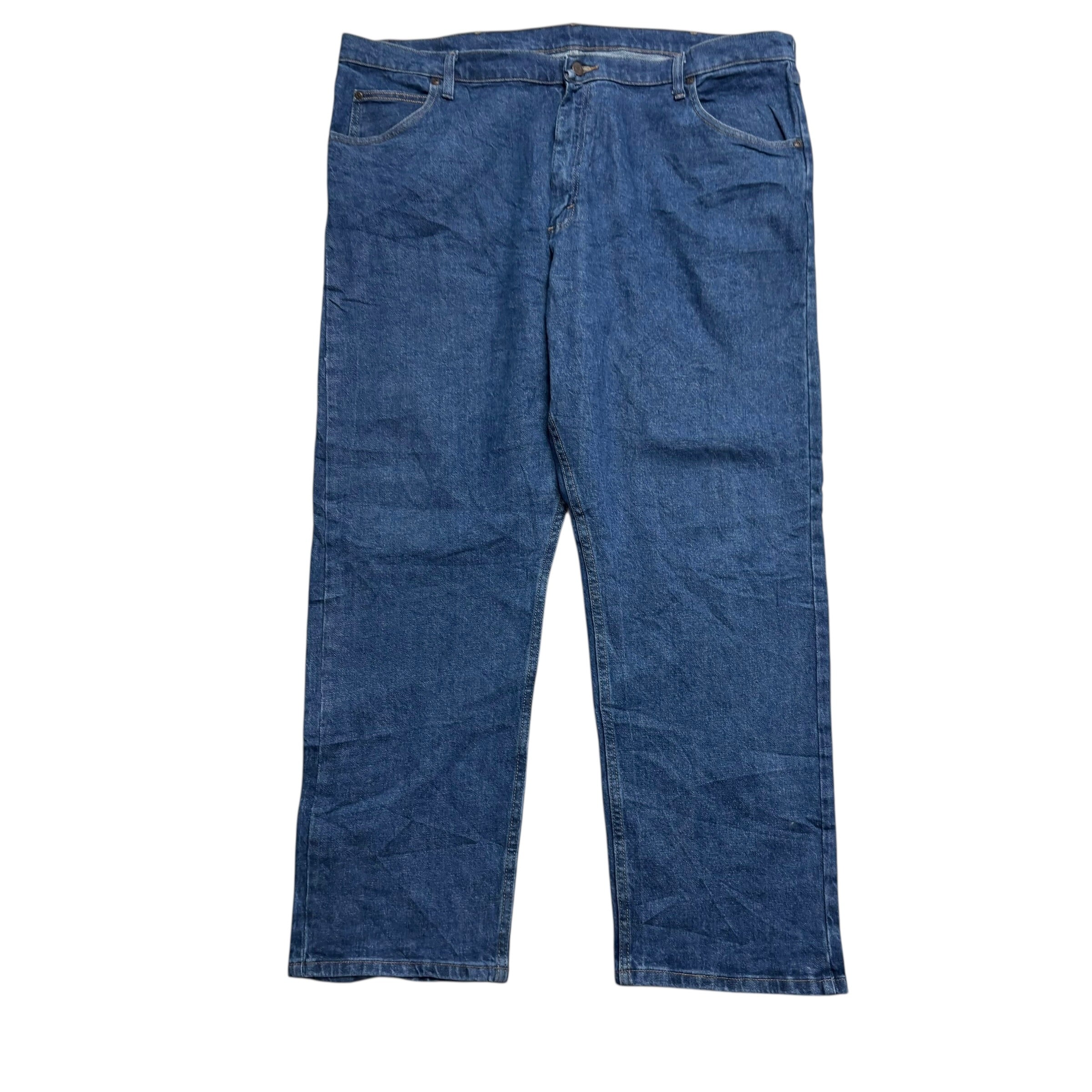 Wrangler Jeans W44 L32 Mens Mid Blue Relaxed Straight Fit Stretch Denim (E)